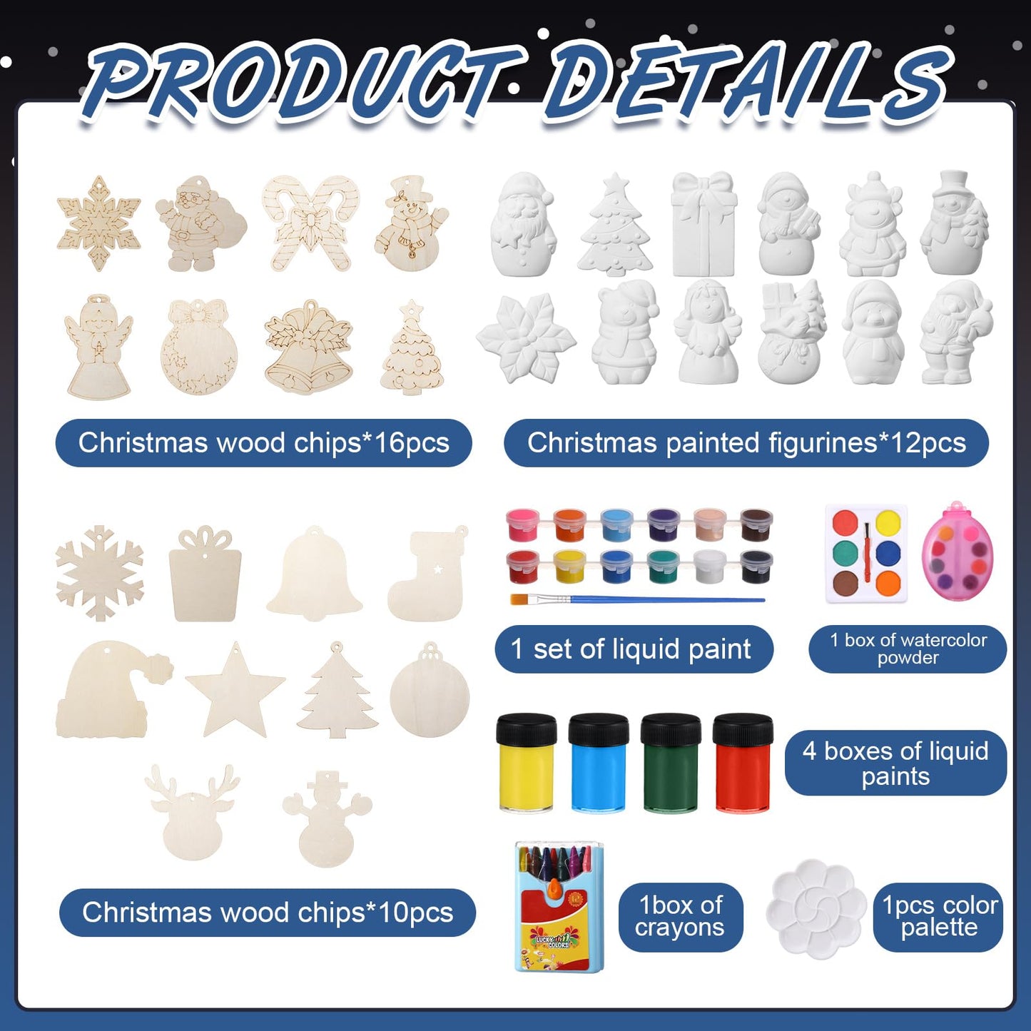 Roowest 2025 Craft Advent Calendar 24 Days Christmas Countdown Calendar 3D Unpainted Ceramic Figurines and DIY Wooden Art Crafts Painting Kit for Xmas Holiday Stocking Stuffers Party Favor Gifts - Medaid International