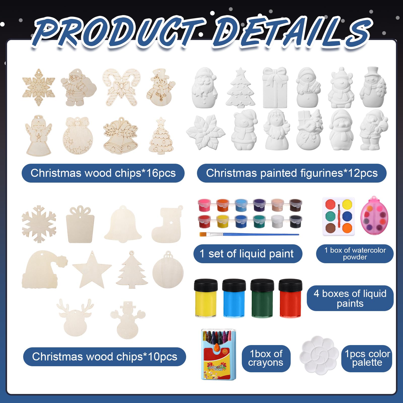 Roowest 2025 Craft Advent Calendar 24 Days Christmas Countdown Calendar 3D Unpainted Ceramic Figurines and DIY Wooden Art Crafts Painting Kit for Xmas Holiday Stocking Stuffers Party Favor Gifts - Medaid International