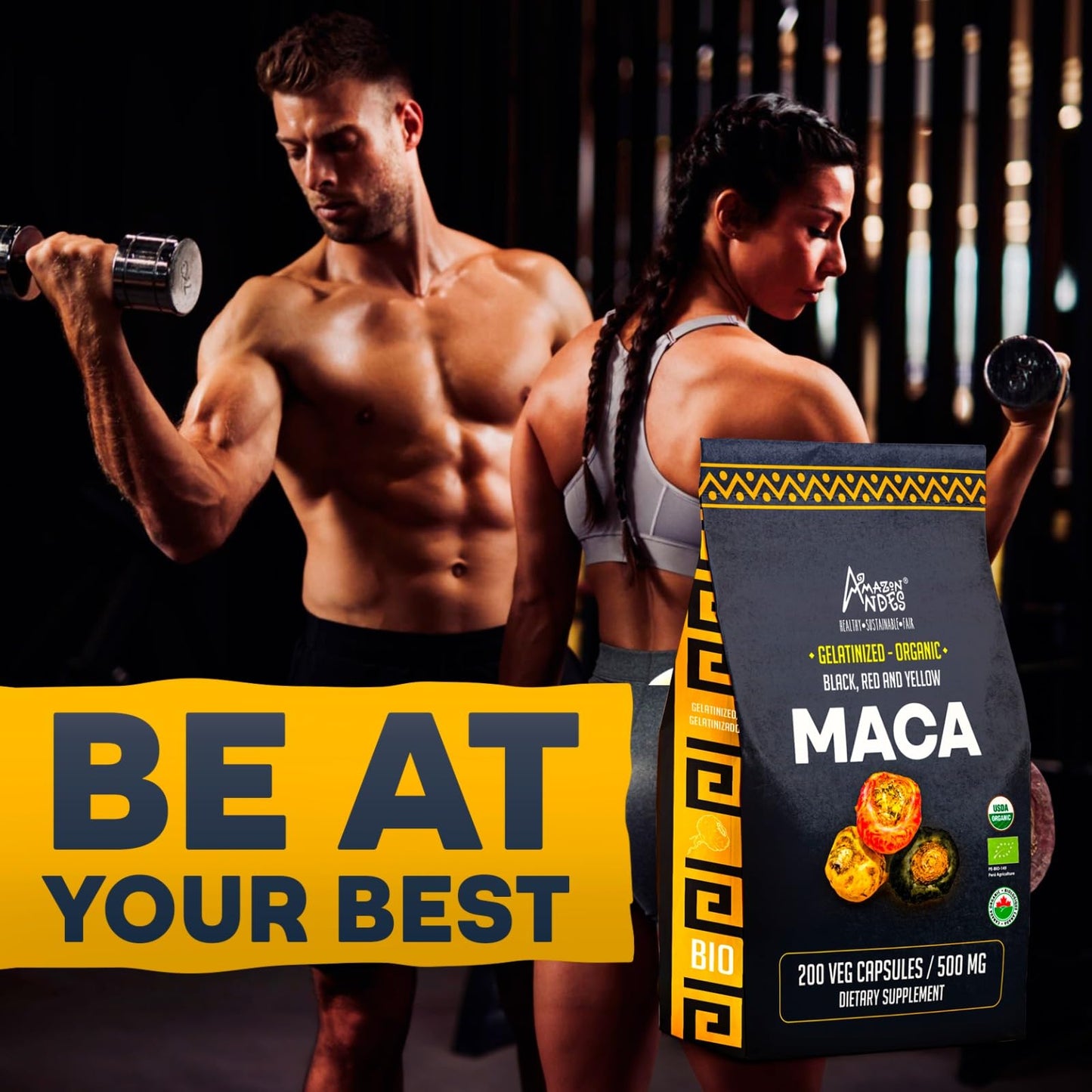 Premium Black, Red & Yellow Maca Capsules l 3000mg Serving for Increased Energy Levels & Physical Performance l Powerful Antioxidant & Immune System Booster l 100% Natural and Organic l Amazon Andes - Medaid International