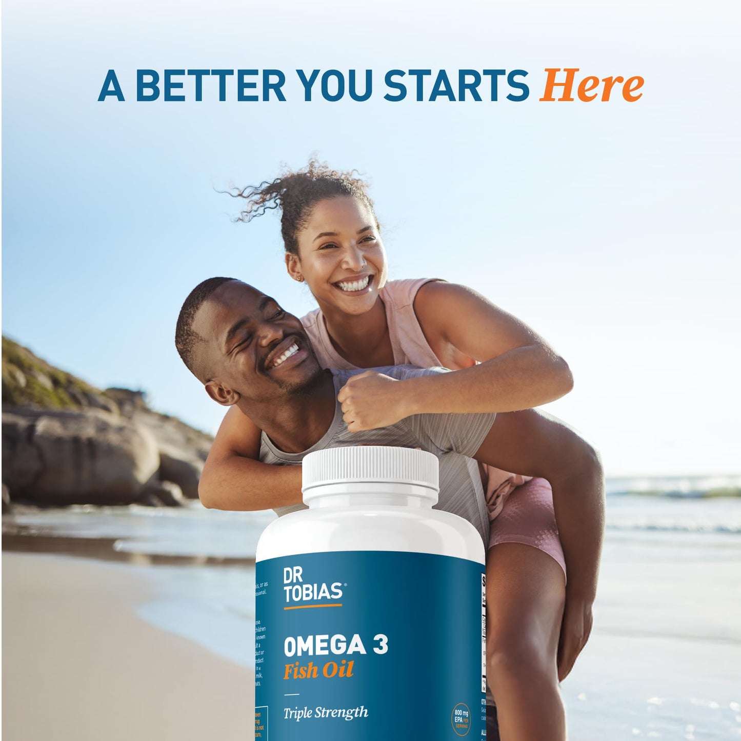 Dr. Tobias Omega 3 Fish Oil, 2000mg Triple Strength with 800mg EPA 600mg DHA Per Serving, Fish Oil Omega 3 Supplements for Heart, Brain & Immune Support, 90 Softgels, 45 Servings - Medaid International