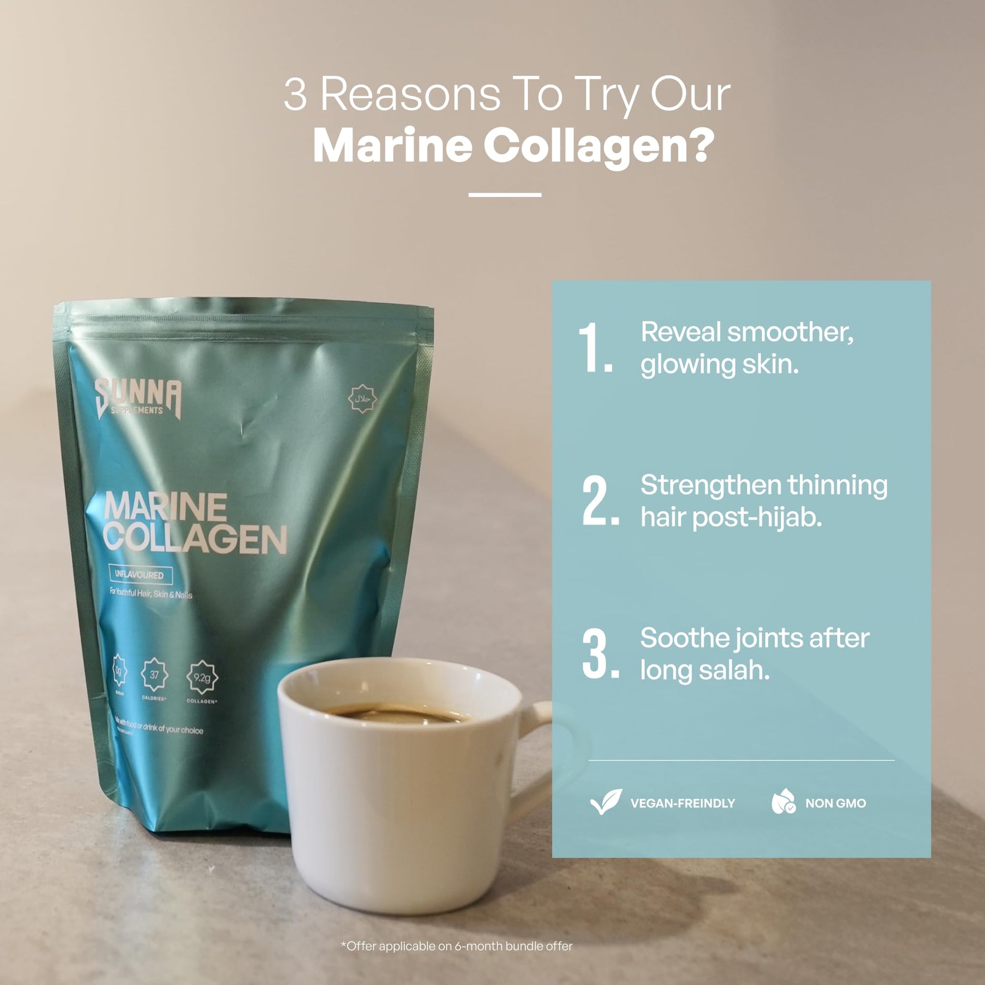SUNNA SUPPLEMENTS Marine Collagen Powder - Pure Fish Peptides (Type 1 Collagen) - High Strength for Skin, Hair, Nails, and Joints - Non-GMO & Unflavoured - 250g Pouch - Medaid International
