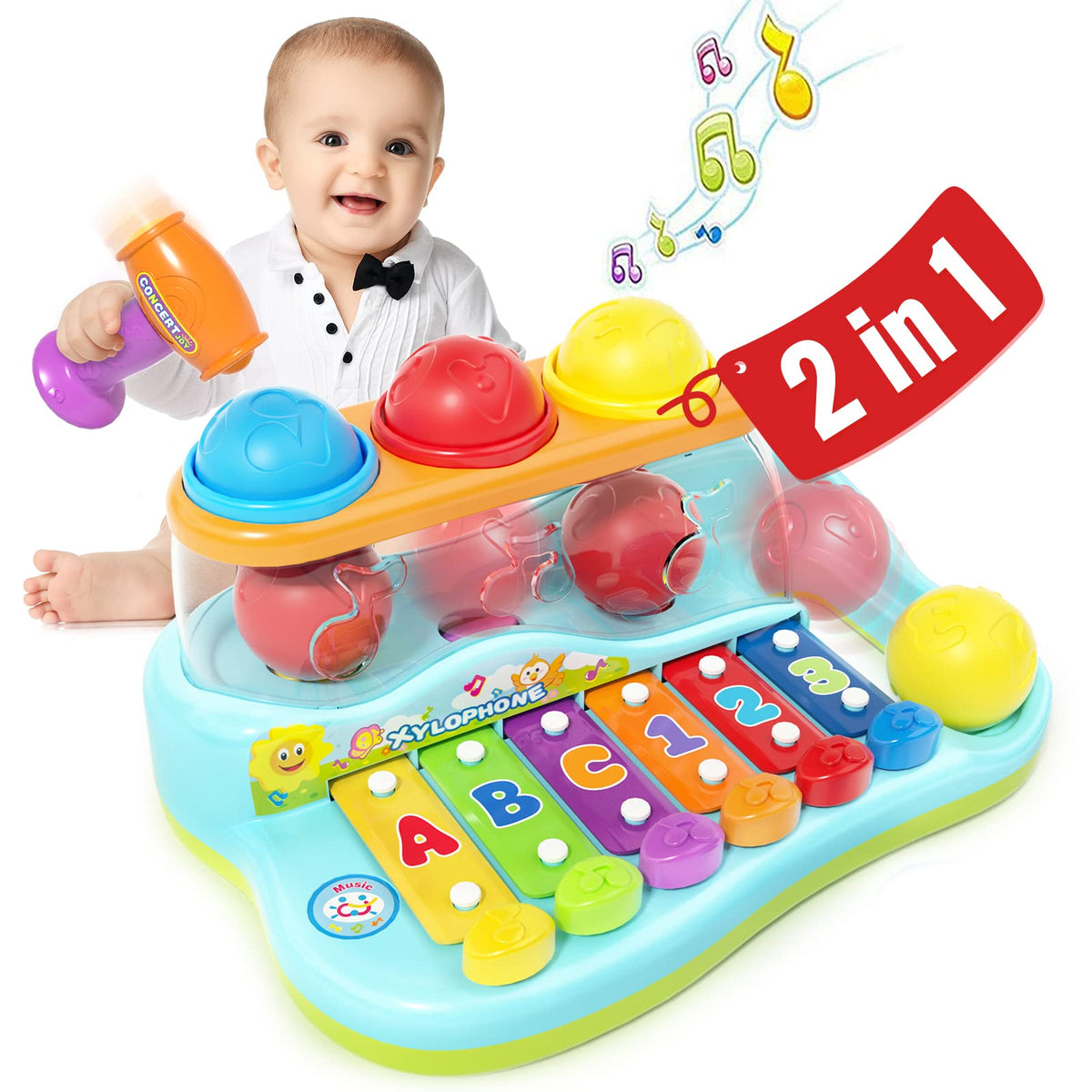 Hola 2-in-1 Musical Elephant Keyboard Interactive Baby Toy with 7 Play Activities, Light-Up Buttons, Piano, Nursery Rhymes, and Sensory Development Features for Motor and Cognitive Skills 6M+