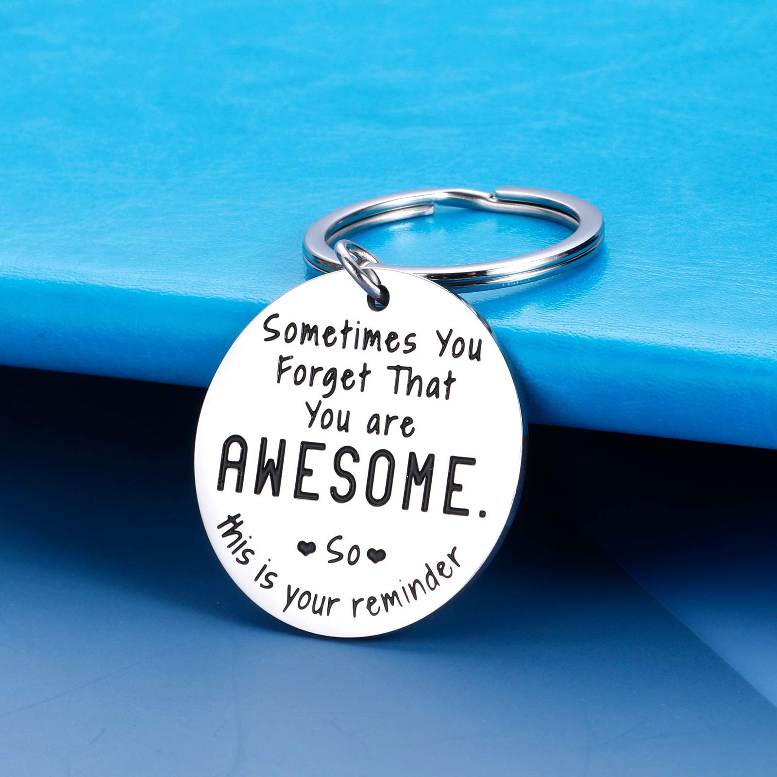 SYGUNAR Funny Inspirational Keychain Gifts Birthday Christmas Gifts for Best Women Men Friend BFF Him Her Thank You Gift for Coworker Boss Graduation Gift for Daughter Son Students Thanksgiving Key Chain, Silver, Small - Medaid International