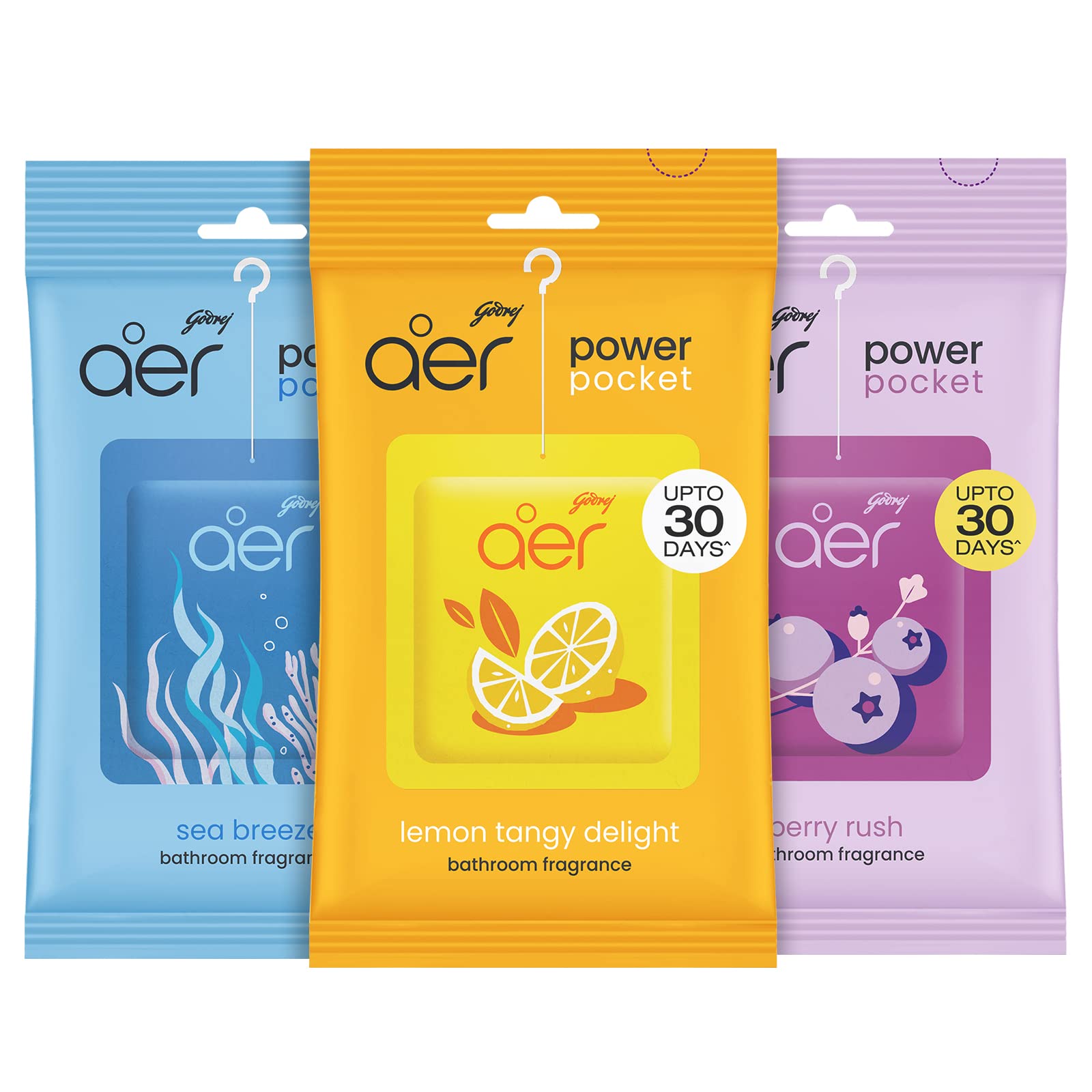 Godrej aer Pocket - Bathroom Fragrances - 3 x 10 grams (0.35 oz) Pack - Medaid International