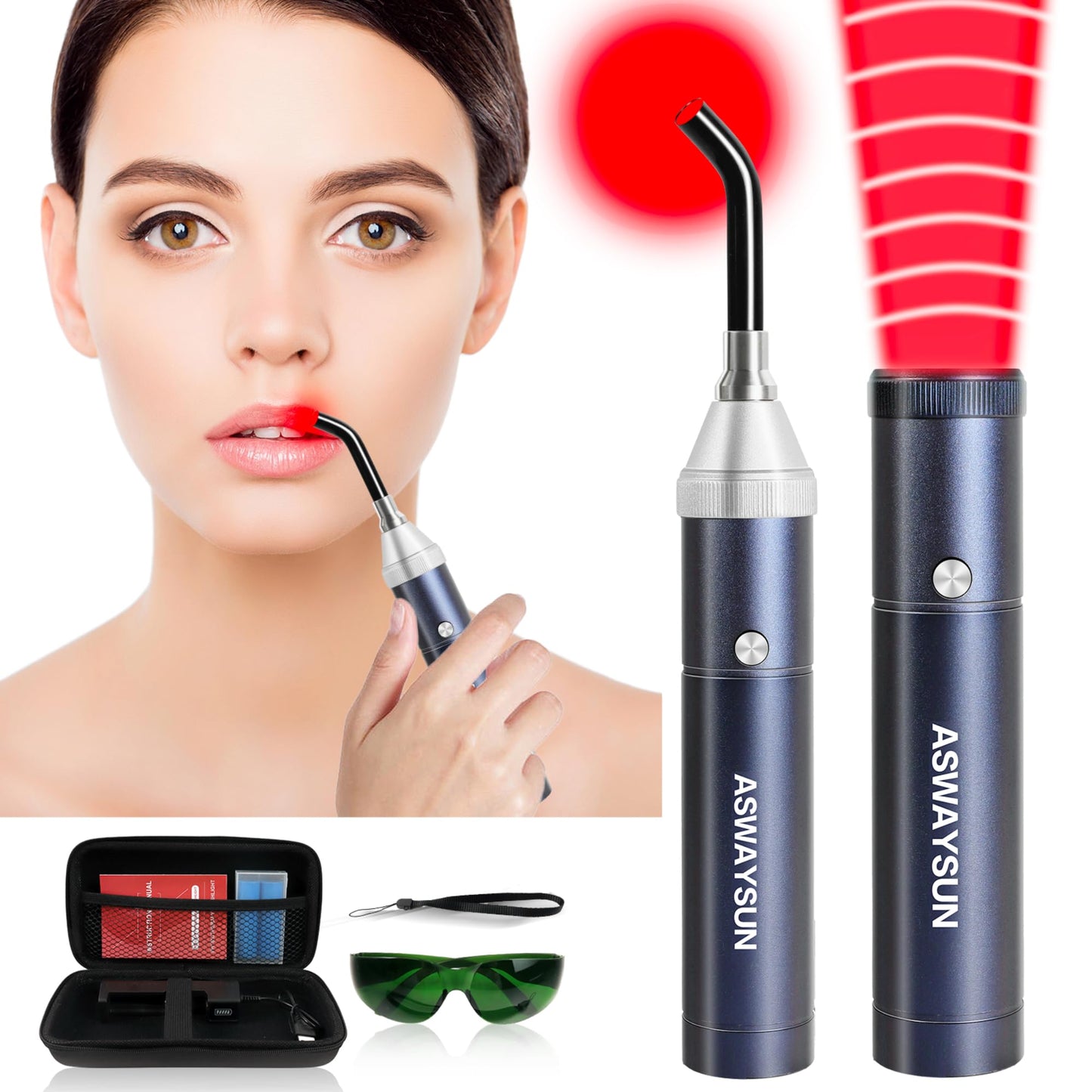 Infrared Red Light Therapy Device for Joints & Muscles Pain Relief, 460:630:660:850:900nm Cold Sore Canker Fever Treat, Portable Near Infrared Wand for Face & Body Mouth Nose Effective 2 in 1 Modes - Medaid International