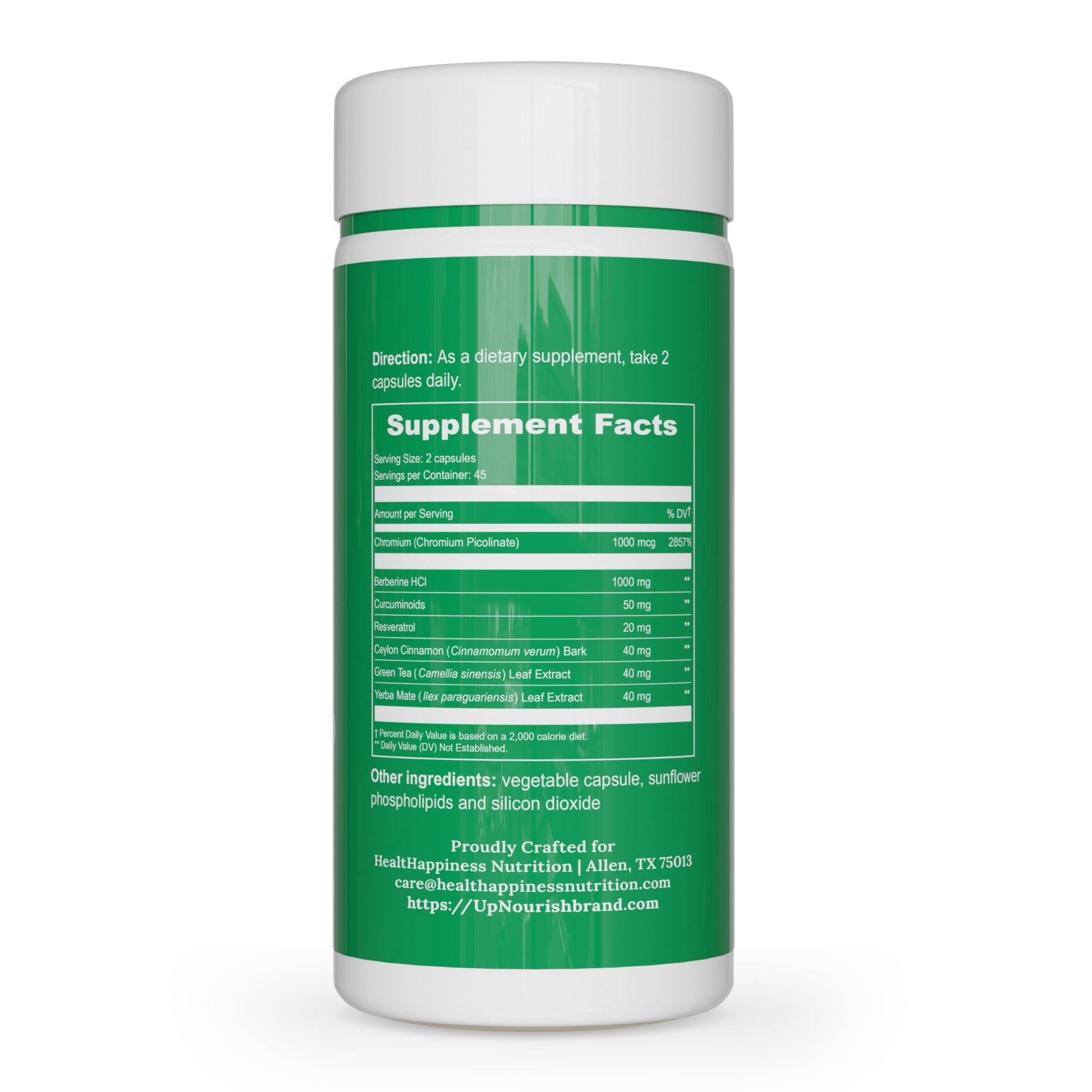 UpNourish Liposomal Berberine Supplement - Advanced Berberine HCl 1000mg Plus Ceylon Cinnamon, Chromium Picolinate, Curcuminoids, Resveratrol, Green Tea and Yerba Mate - 90 Vegan Capsules - Medaid International