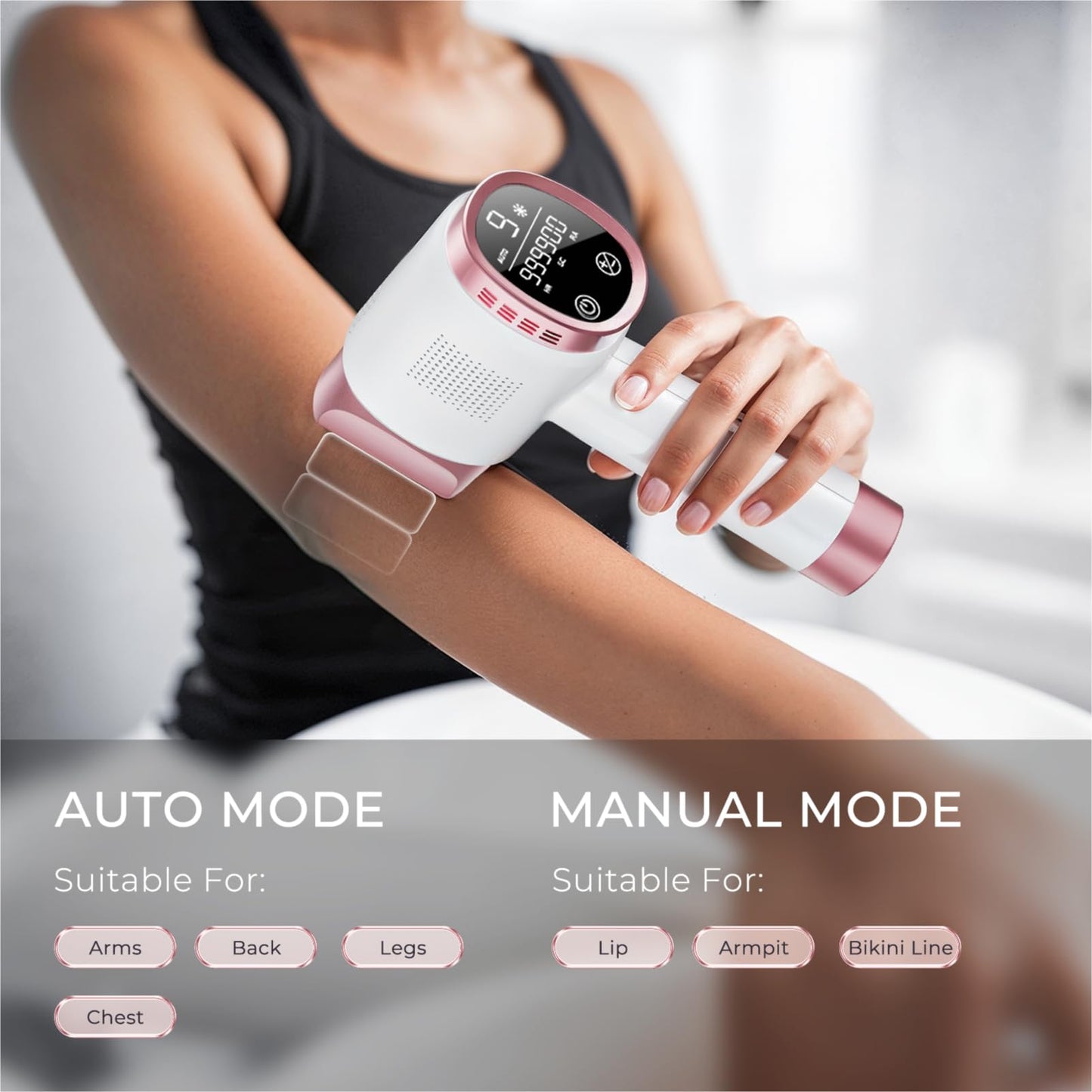 Aopvui Laser Hair Removal for Women and Men, IPL with Ice-Cooling System for Nearly Painless And Long-Lasting Result At-Home Permanent Hair Removal Device 999999 Flashes for Whole Body Use - Medaid International