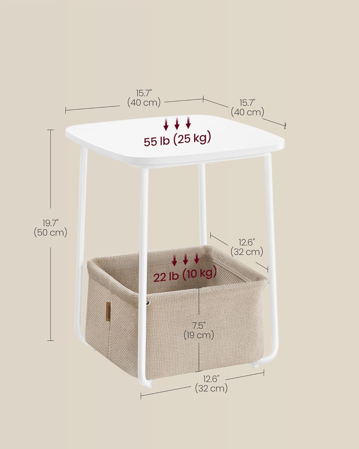 VASAGLE Side Table (LET229W10)