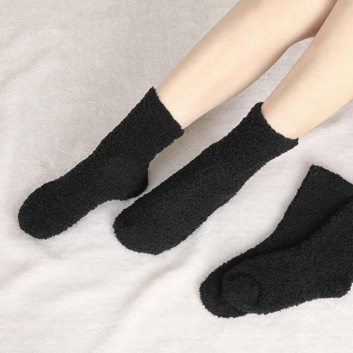 5 Pairs Women's Fluffy Socks, Soft Coral Fleece Winter Warm Socks, Cozy Slipper Socks for Sleeping, Bed & Home, Thermal Ankle Socks, Comfortable & Elastic, Gift for Women & Girls