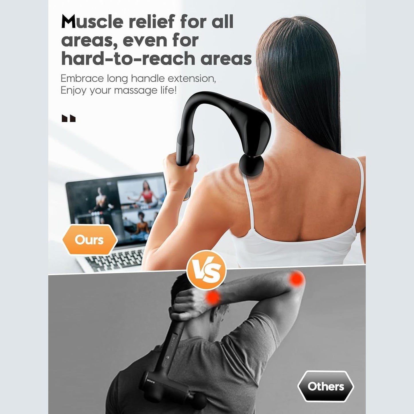 ELEVANZA Original Massage Gun with Upgraded Extension Handle