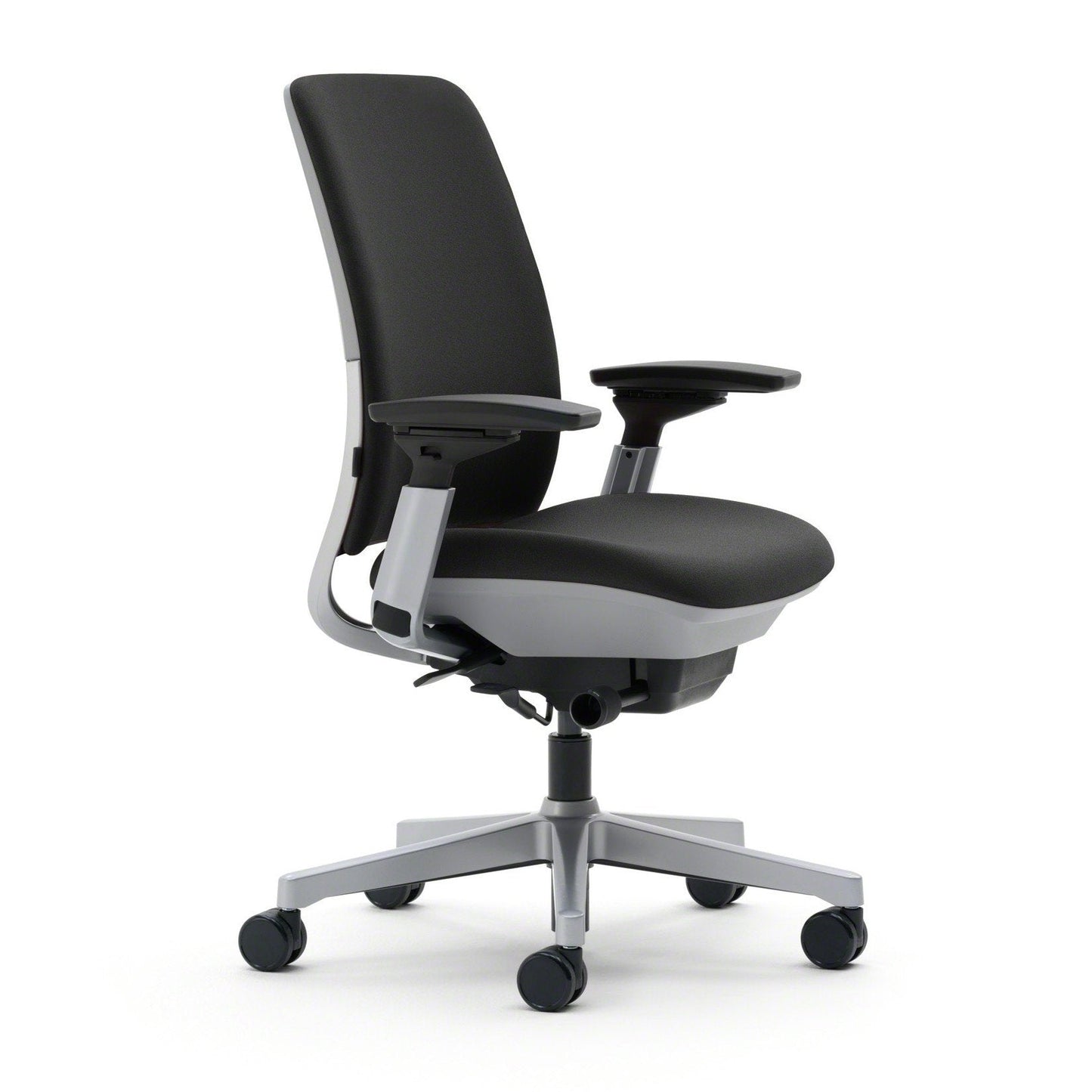 Steelcase Amia Ergonomic Office Chair with Adjustable Back Tension and Arms | Flexible Lumbar with Sliding Seat | Black Frame and Buzz2 Black Fabric - Medaid International