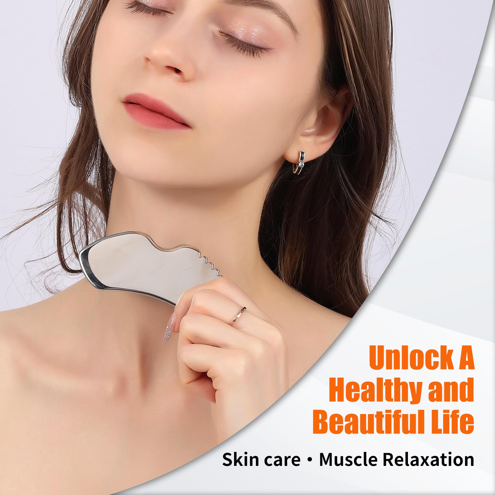 InfiniteRelax 2Pcs Stainless Steel Gua Sha Facial Tools Set, Metal Face Comb Detail Skin Care Tools, Body and Face Gua Sha Sculpting for Tighten Skin Lymphatic Drainage - Medaid International