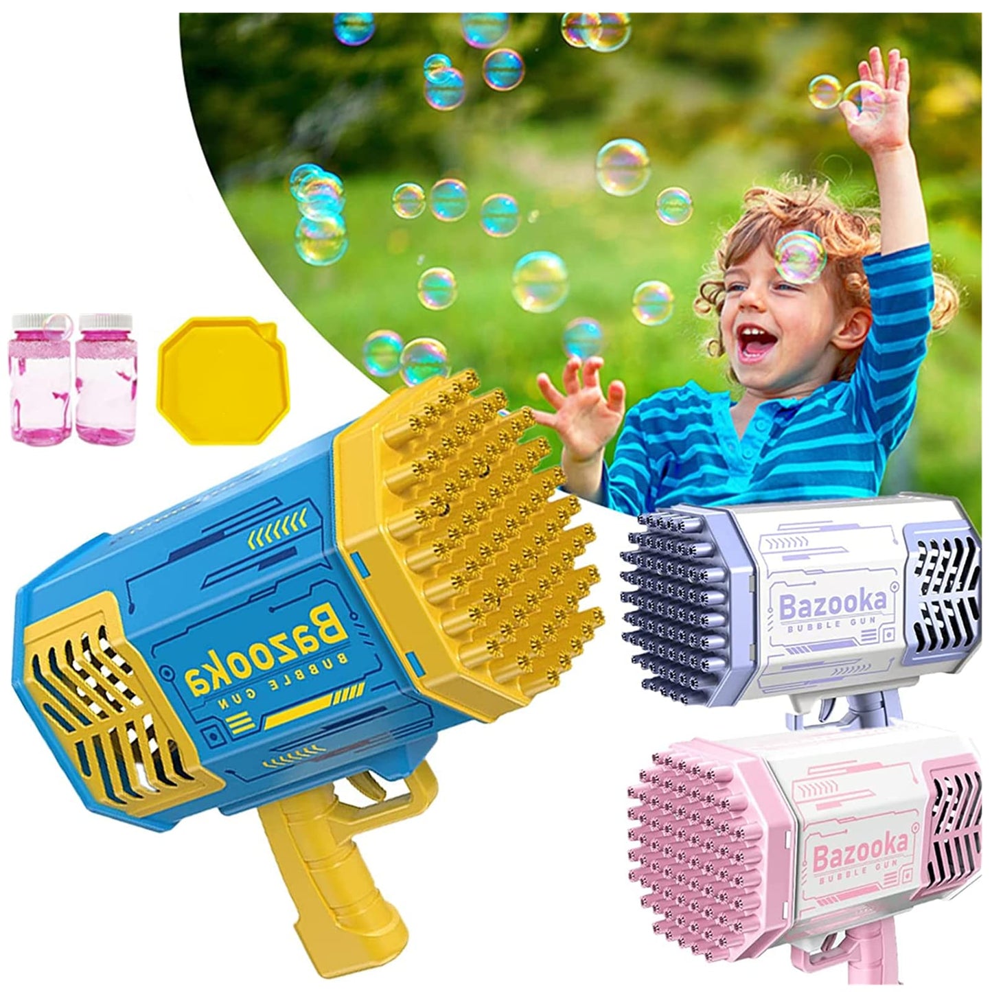 Bubble Machine Gun 69 Holes Rechargeable 1200 Mah With Extra Soap Bottles