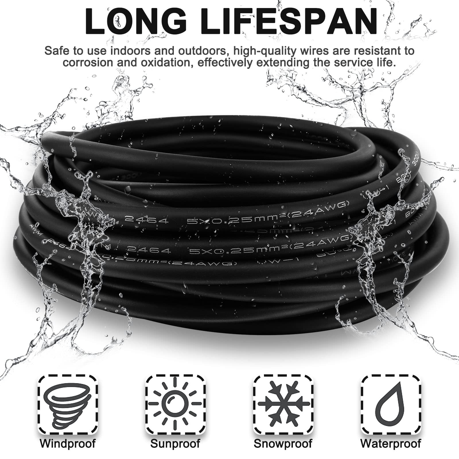 Lonlonty M12 Connector Aviation Sensor Cable - Female 8 Pin Straight 6.5Ft/2M Aviation Socket Waterproof Electrical Cable for Industrial Automation Control,Fieldbus Module,Device Network - Medaid International