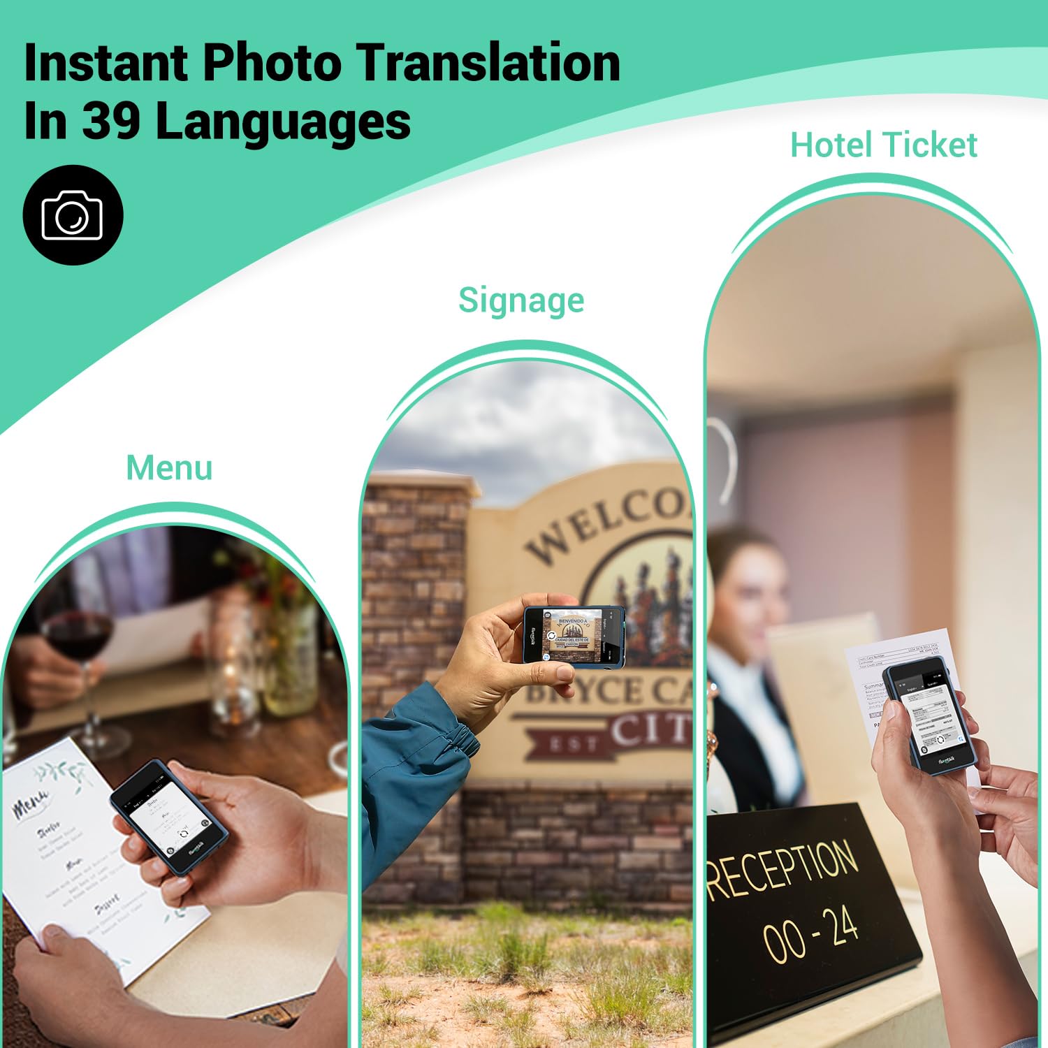 Timekettle, Fluentalk T1 Mini Translator Device No WiFi Needed, Built in 1-Year Global Mobile Data, Supports 40 Languages and Photo Translation, Instant Language Translator for Travelling Blue - Medaid International