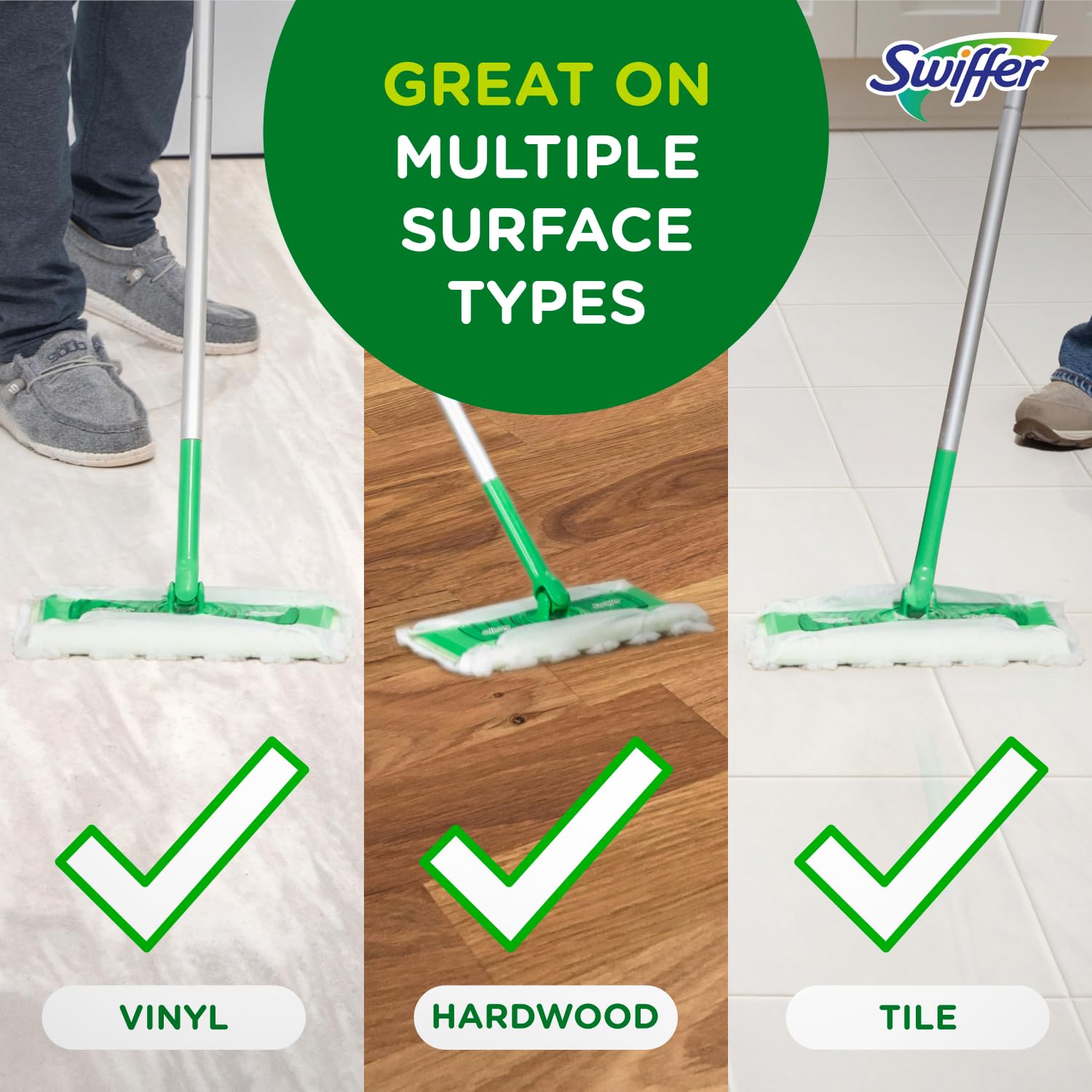Swiffer Sweeper 2-in-1 Mops for Floor Cleaning, Dry and Wet Multi Surface Floor Cleaner, Sweeping and Mopping Starter Kit, Includes 1 Mop + 19 Refills, 20 Piece Set - Medaid International