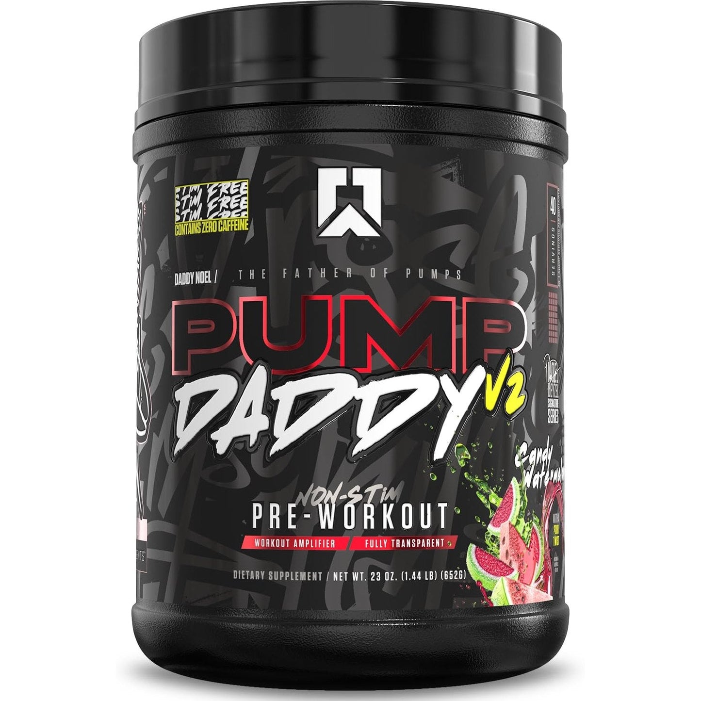 RYSE Pump Daddy V2 Pre Workout Powder - Noel Deyzel Signature - Candy Watermelon - Non-Stim Supplement with Citrulline, Creatine and Beta Alanine for Pumps, Endurance and Strength - 40 Servings - Medaid International