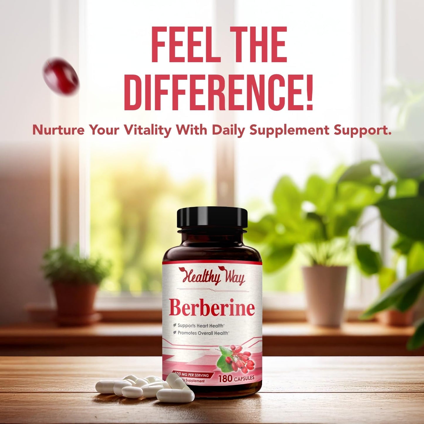High Strength Berberine Supplement 500mg - Once Daily Potent Berberine 500mg Antioxidant Quercetin Supplement for Heart Aging and Vitality Support - Vegan Friendly & Made in The USA (180 Servings) - Medaid International