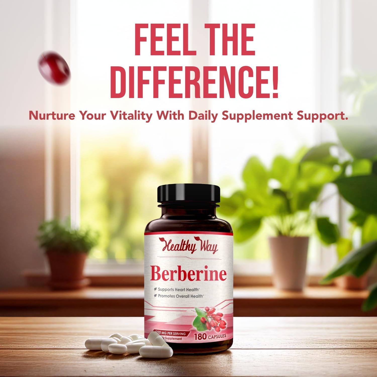 High Strength Berberine Supplement 500mg - Once Daily Potent Berberine 500mg Antioxidant Quercetin Supplement for Heart Aging and Vitality Support - Vegan Friendly & Made in The USA (180 Servings) - Medaid International
