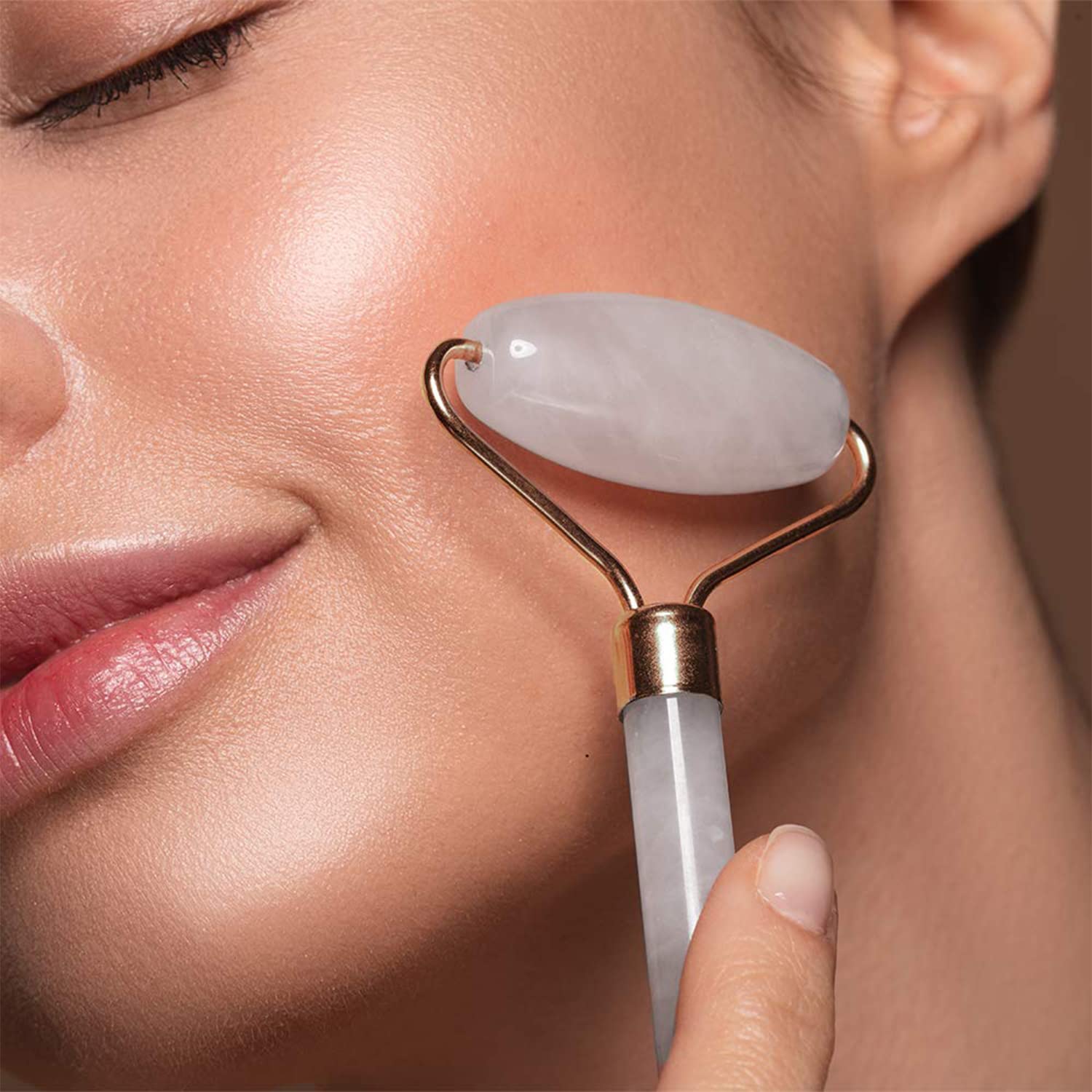 C CRYSTAL LEMON White Natural Face Roller, Jade Gua Sha Sculptor for Aging Wrinkles and Puffiness - Natural White Facial Roller Guasha Tool - Premium Jade Face Roller Cold Roller for Face - Medaid International