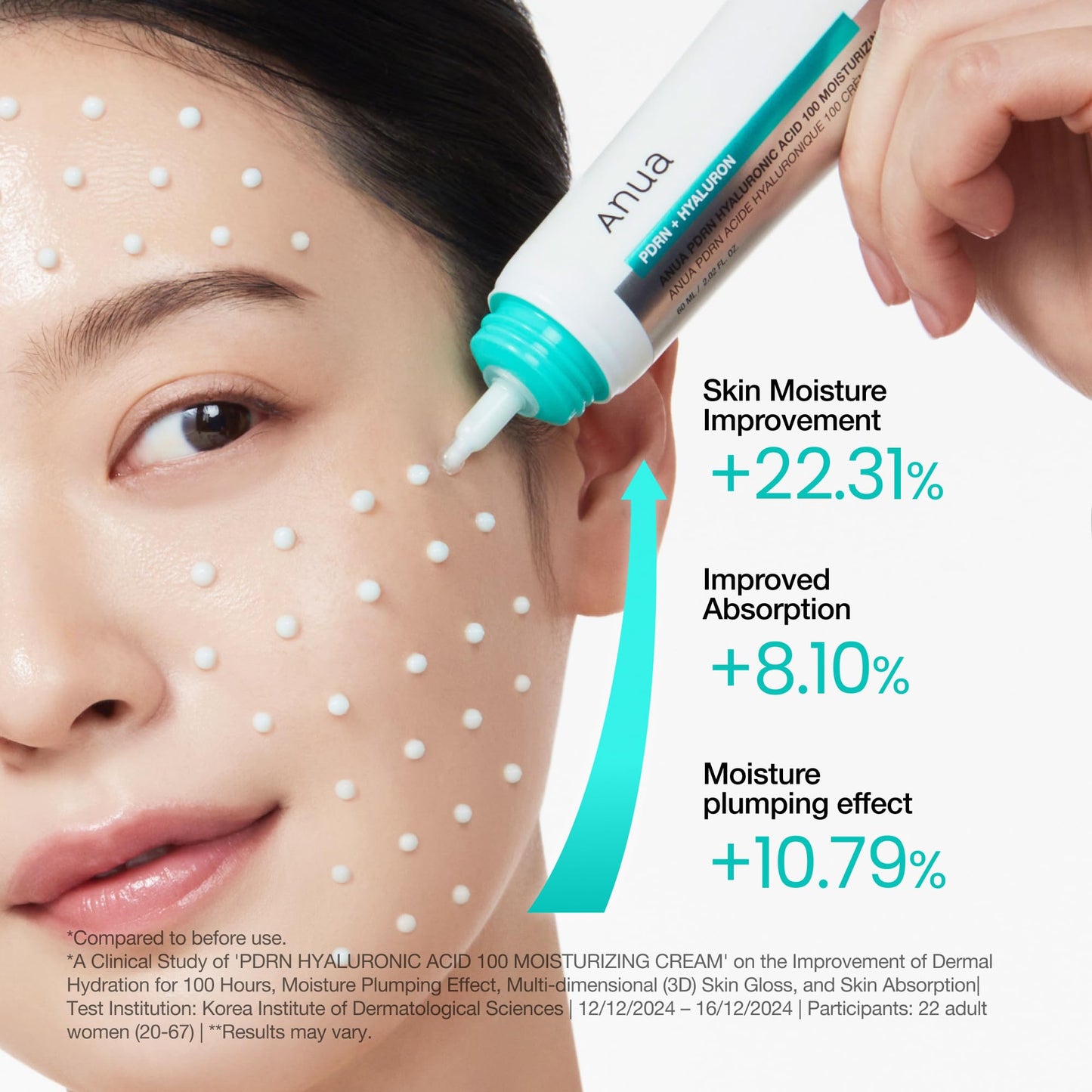 ANUA PDRN Hyaluronic Acid 100 Moisturizing Cream, Lightweight Hydrating Moisturizer with Salmon DNA, Hyaluronic Acid, Collagen For Glass Skin, Korean Skin Care (60ml / 2.02 fl. oz) - Medaid International
