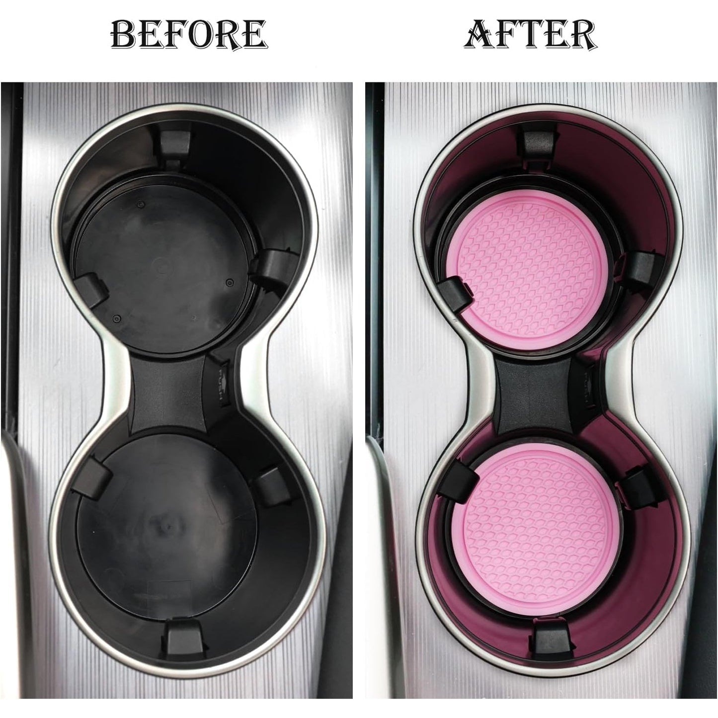 SINGARO Car Cup Coaster, 4PCS Universal Non-Slip Cup Holders Embedded in Ornaments Coaster, Car Interior Accessories, Pink - Medaid International