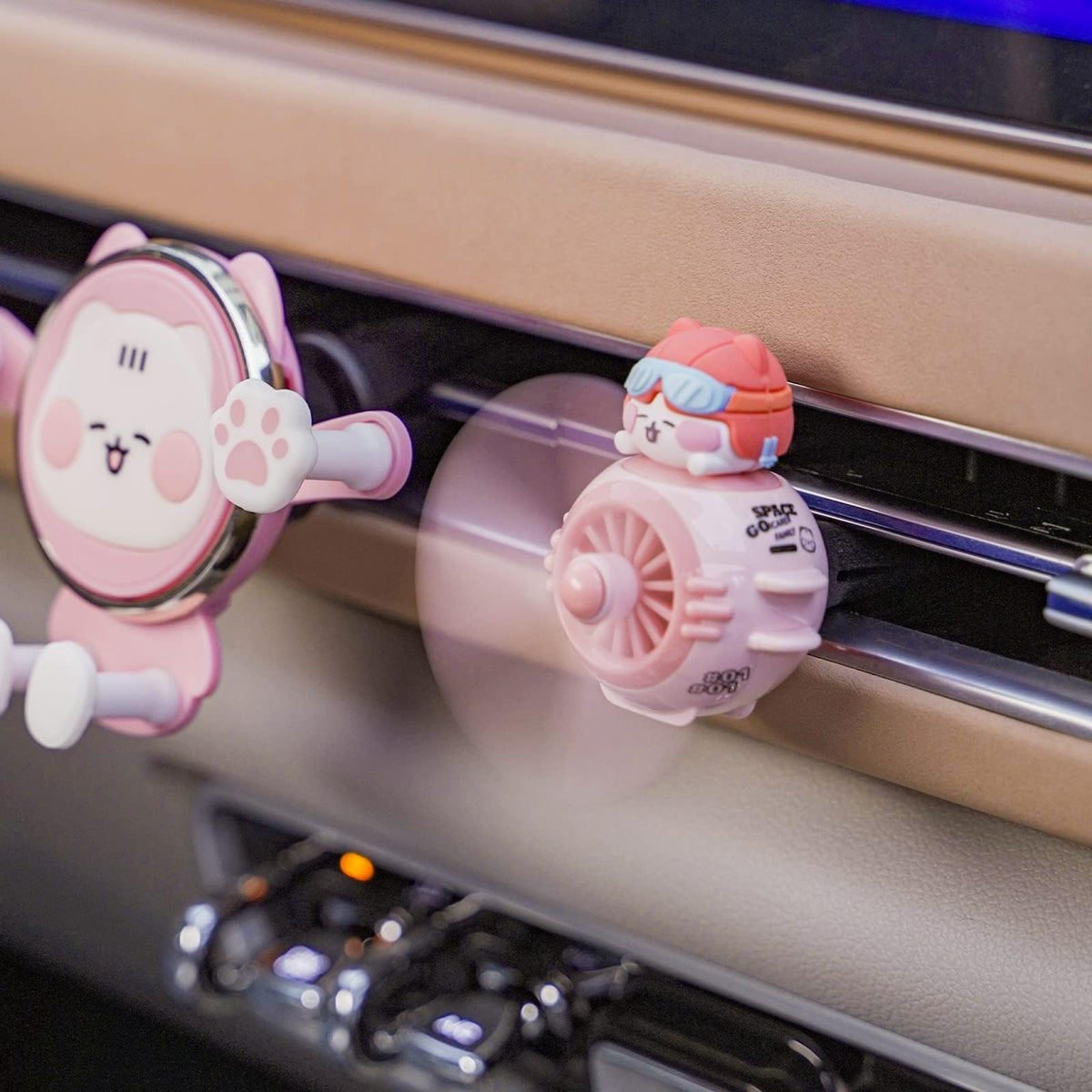 KASTWAVE Car Air Freshener - Cartoon Pilot Design, Vent Clip, Cologne Scent, Pink, Auto Interior Decor Accessory