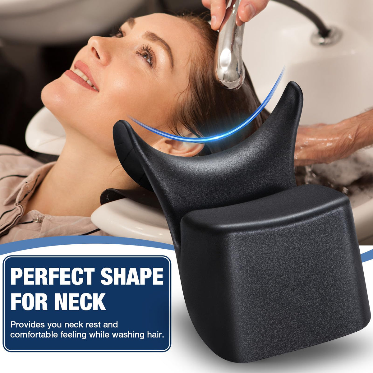 KASTWAVE Salon Sink Neck Rest, Soft Silicone Shampoo Bowl Cushion, Comfortable Neck Support for Hair Salon Washing Sink Basin, Relaxing Hair Spa Experience (Black 2)