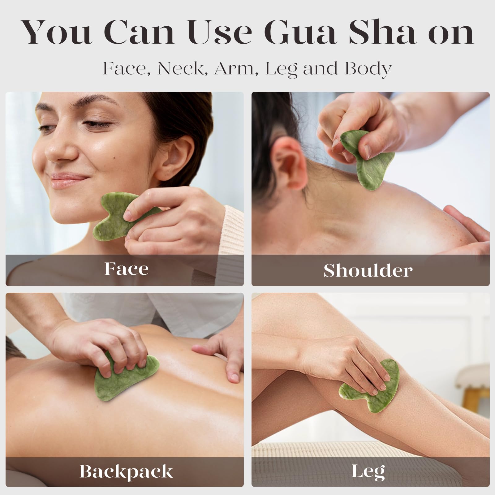BAIMEI IcyMe Gua Sha Facial Tools Face Massager for Skin Care, Relaxation and Reduce Wrinkles Puffiness Skin Care Tools, Self Care Gift for Men Women - Xiuyan Jade - Medaid International