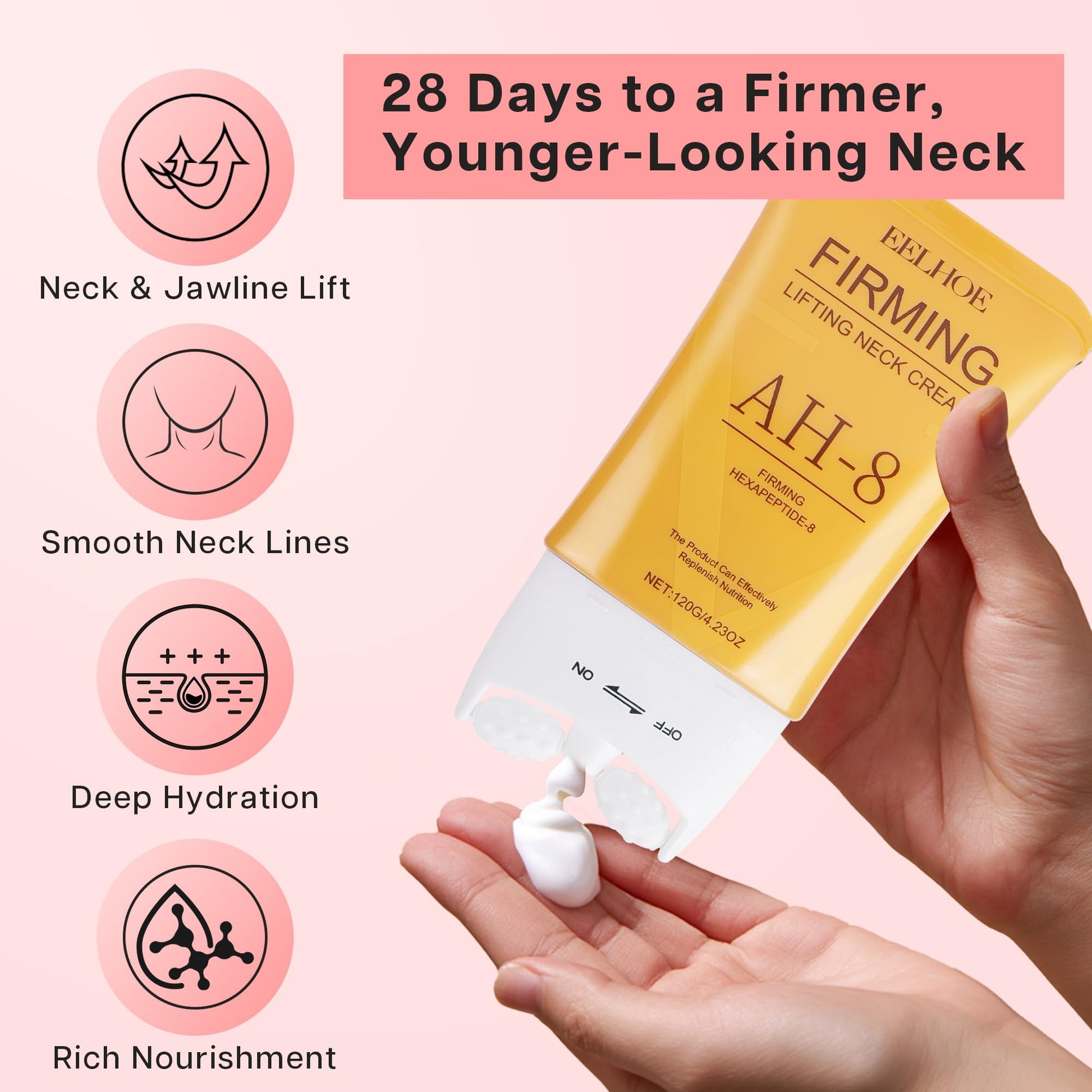 TINYLENS EELHOE 2PCS AH-8 Neck Firming Cream, 2-in-1 Roller Gua Sha Moisturizer for Sagging Neck, Double Chin & Face Lifting, with Hyaluronic Acid - Medaid International