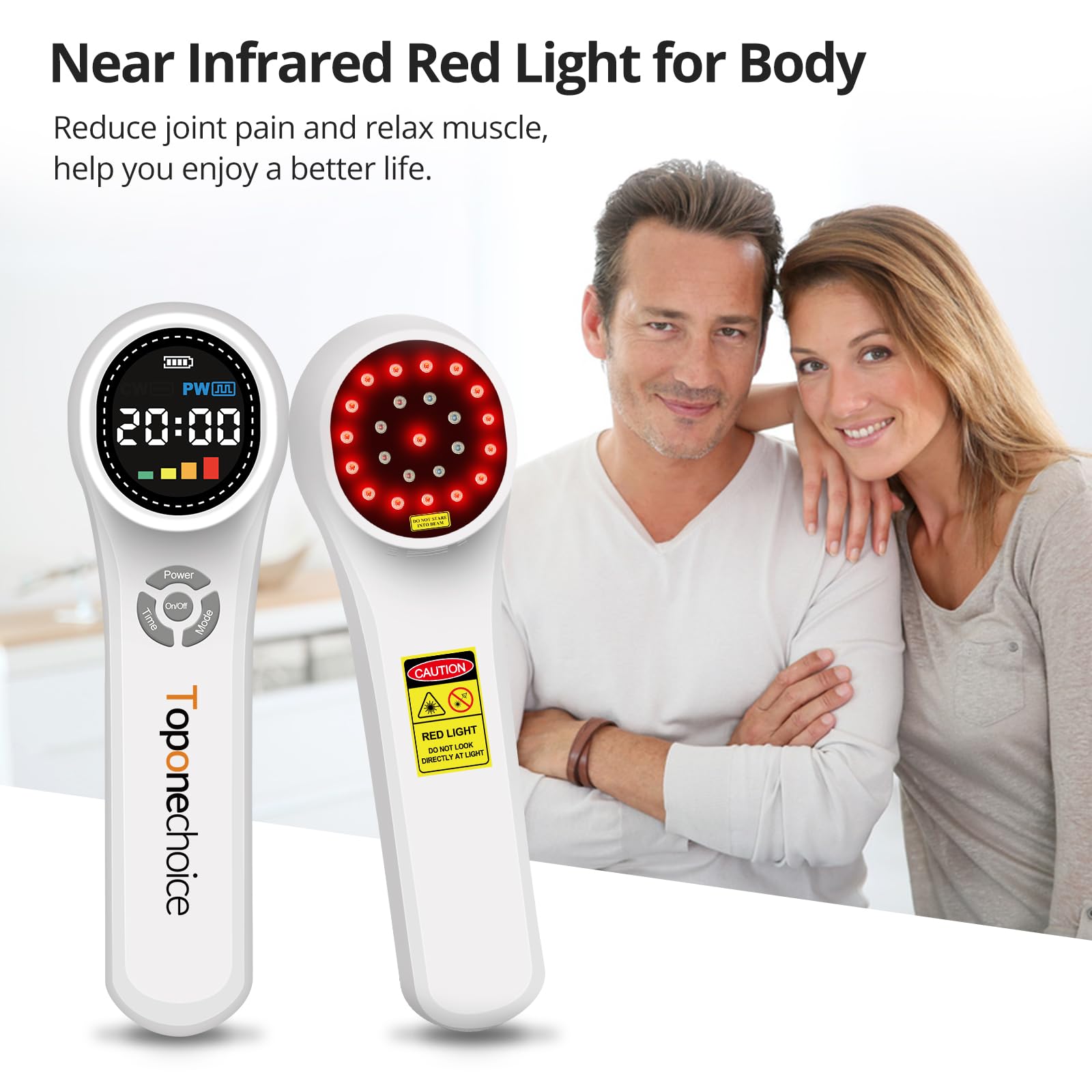 Toponechoice Red Light Therapy Device, 4x980nm+4x810nm+16x660nm, Near Infrared Light Therapy for Humans Body Pet Dogs Horses, Light Therapy Machine for Body Joint Back Knee Muscle Relax Pain Relief - Medaid International