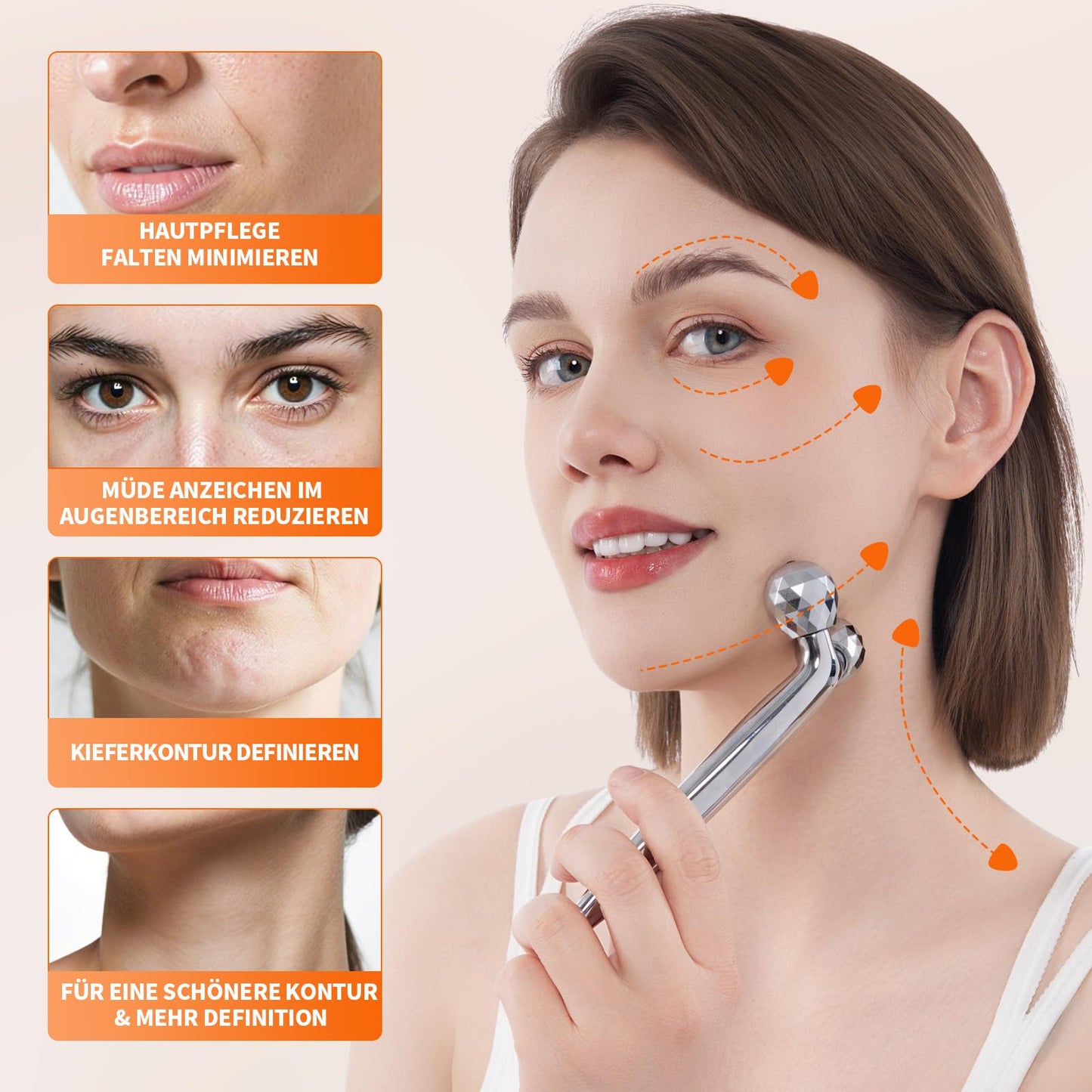 InfiniteRelax 3D Gua Sha Facial Tools Metal Face Roller Stainless Steel Gua Sha Set Cooling Massage Tools for Reduce Puffiness, Firm Skin, Anti-Aging Care - Daily Facial Sculpting Gift for Women - Medaid International