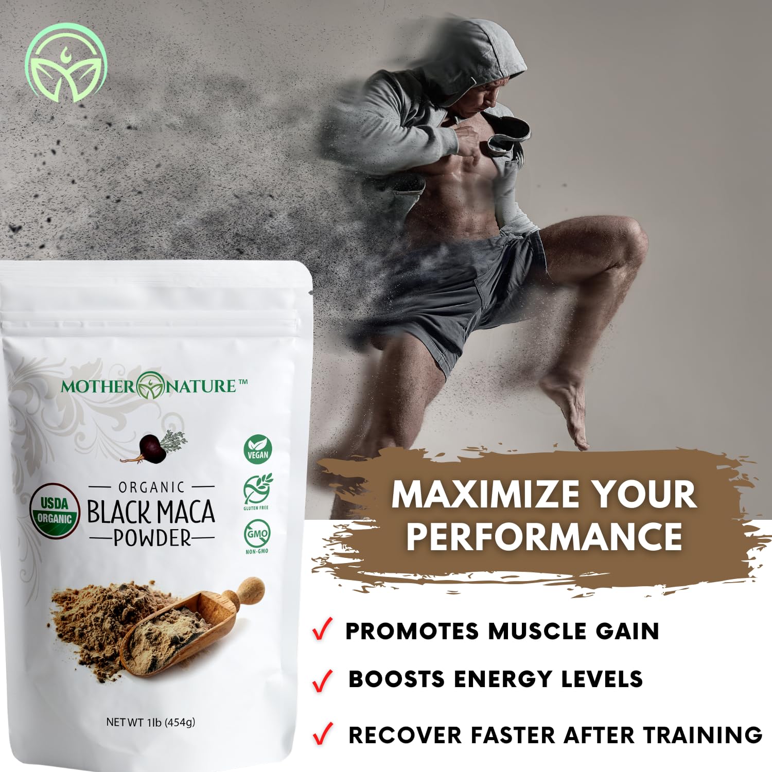 Organic, Raw Peruvian Black Maca Root Powder - Premium USDA Certified, Ideal for Men & Women, Boost Workouts, Enhance Muscle Recovery, Non-GMO, Vegan Superfood, 16 oz - Medaid International