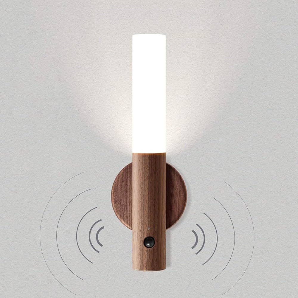 Wooden LED Motion Sensing Wall Lamp مصباح جداري خشبي بحساس حركة