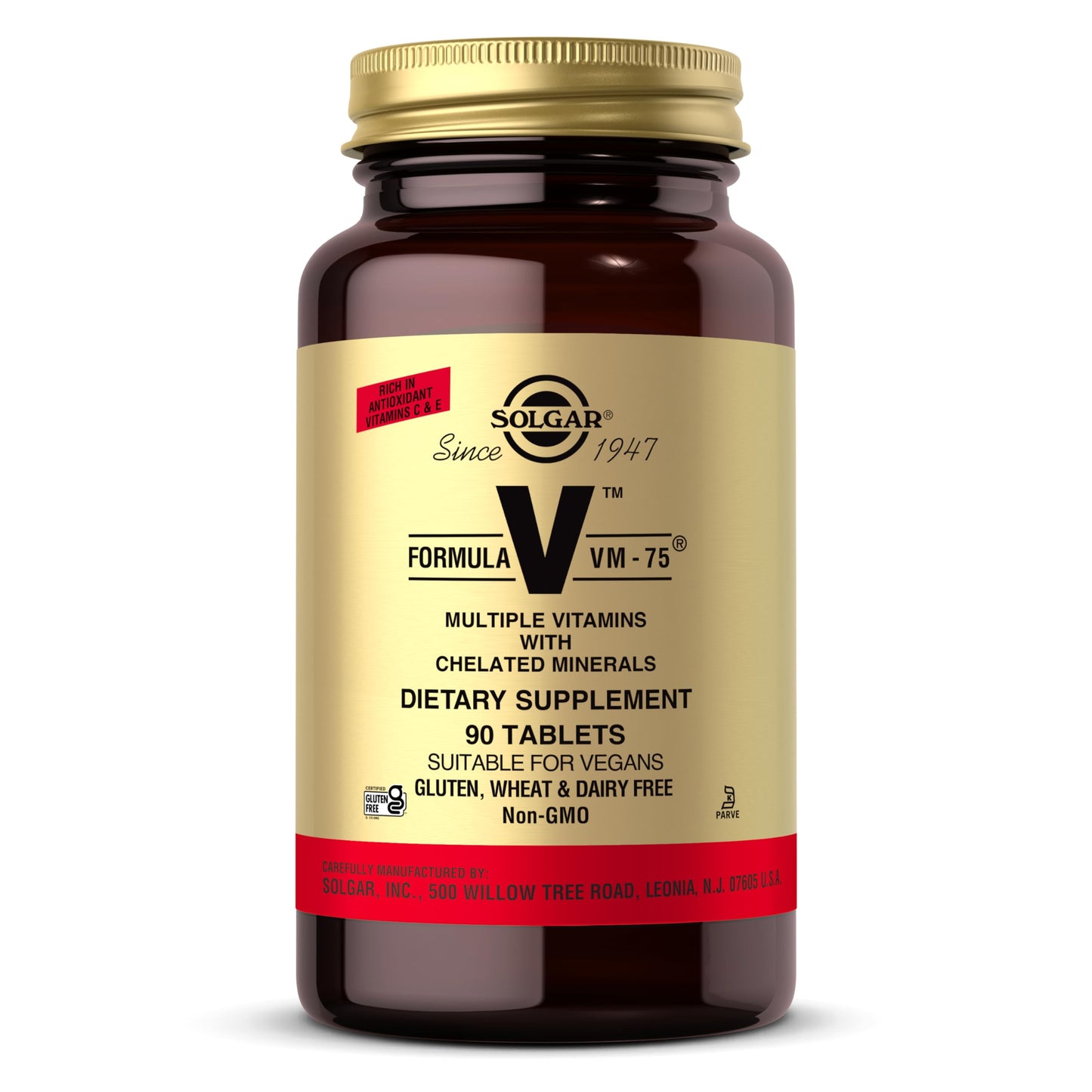 Solgar Formula VM-75, 90 Tablets - Multivitamin with Chelated Minerals - Vitamin A, B6, B12, C, D, E - Biotin, Magnesium, Calcium, Iron, Zinc - Vegan, Gluten Free, Dairy Free, Kosher - 90 Servings - Medaid International