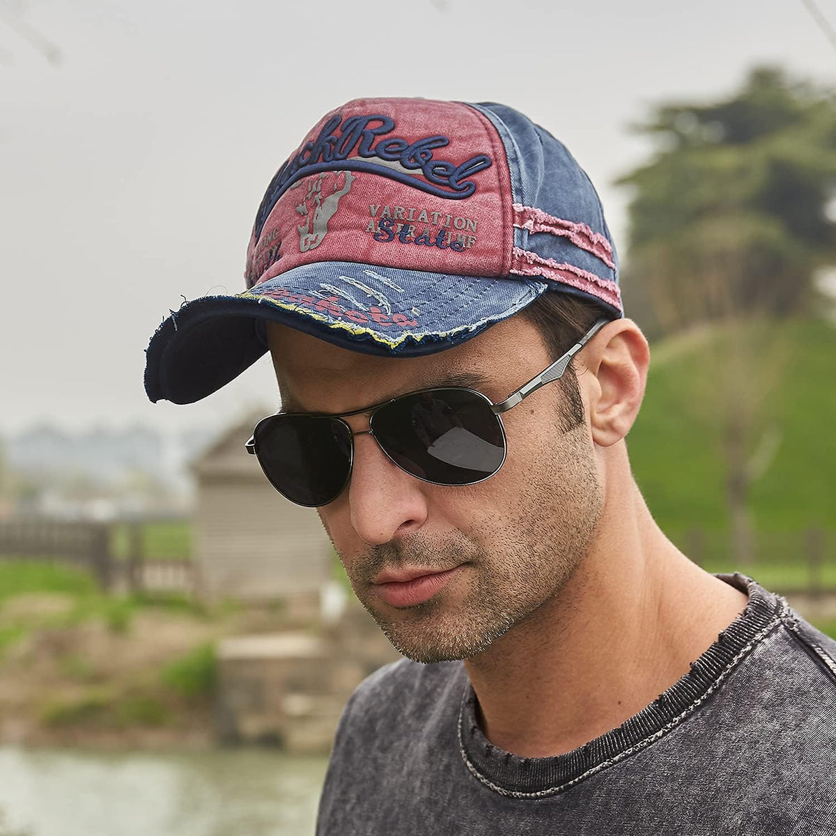 TERRIFI Casual Baseball Cap, American Flag Hat, Embroidery Adjustable Washed Vintage Hat, Suitable for Women Men