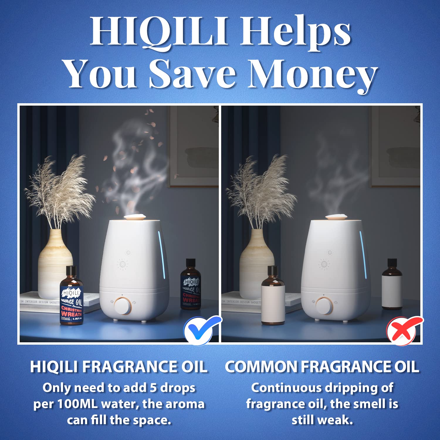 HIQILI Christmas Wreath Essential Oil 100ml - Pure Fragrance Oil for Diffuser, Aromatherapy, DIY Candle Soap Perfume Lotion Making, 3.38 Fl Oz - Medaid International