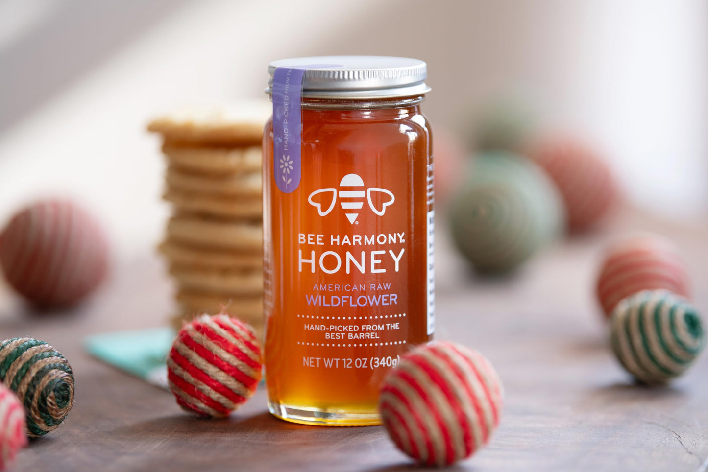 Bee Harmony American Raw Wildflower Honey, 12 OZ (Pack of 2 Jars) - Medaid International