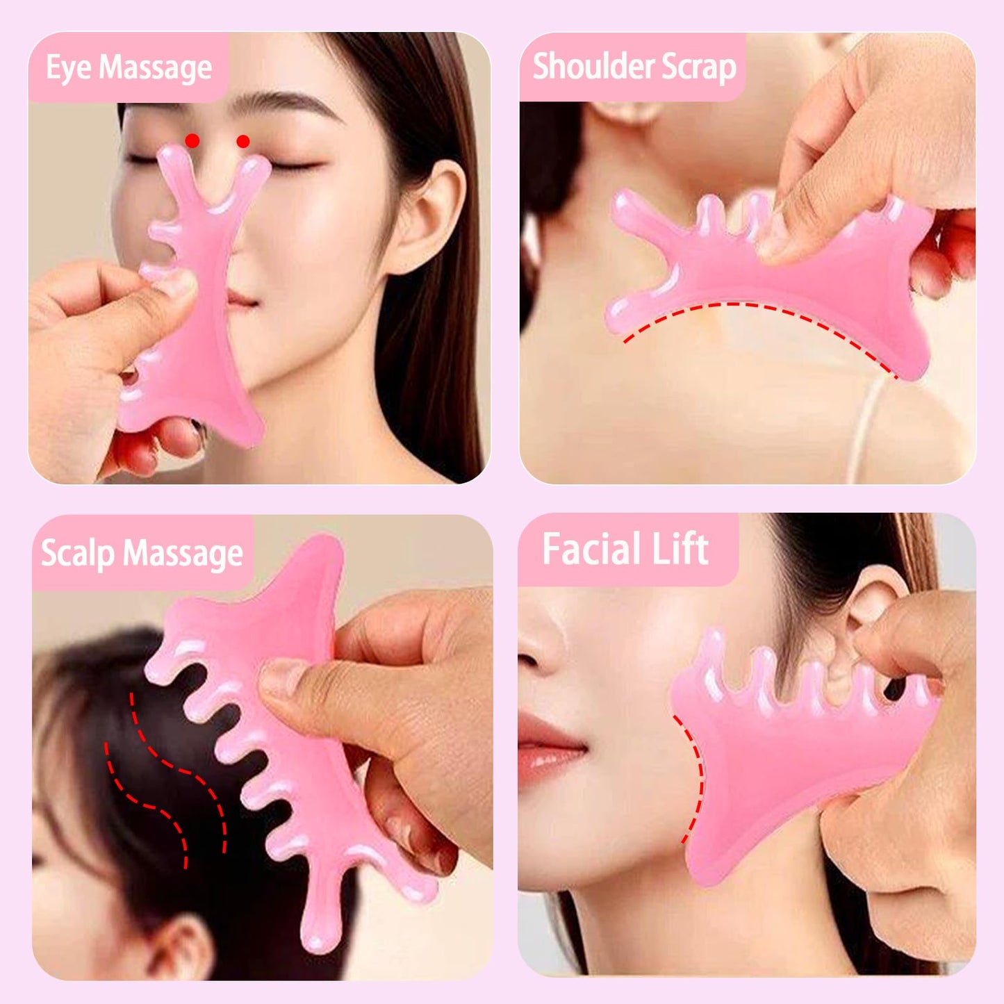 WOLAIYE 4-in-1 Massage Comb, Gua Sha Tool, Neck Body Face Eye Massager Tool for Jaw Lifting Lymphatic Drainage Nose Sculpting Stress Relief Home Office Care Gifts - Medaid International