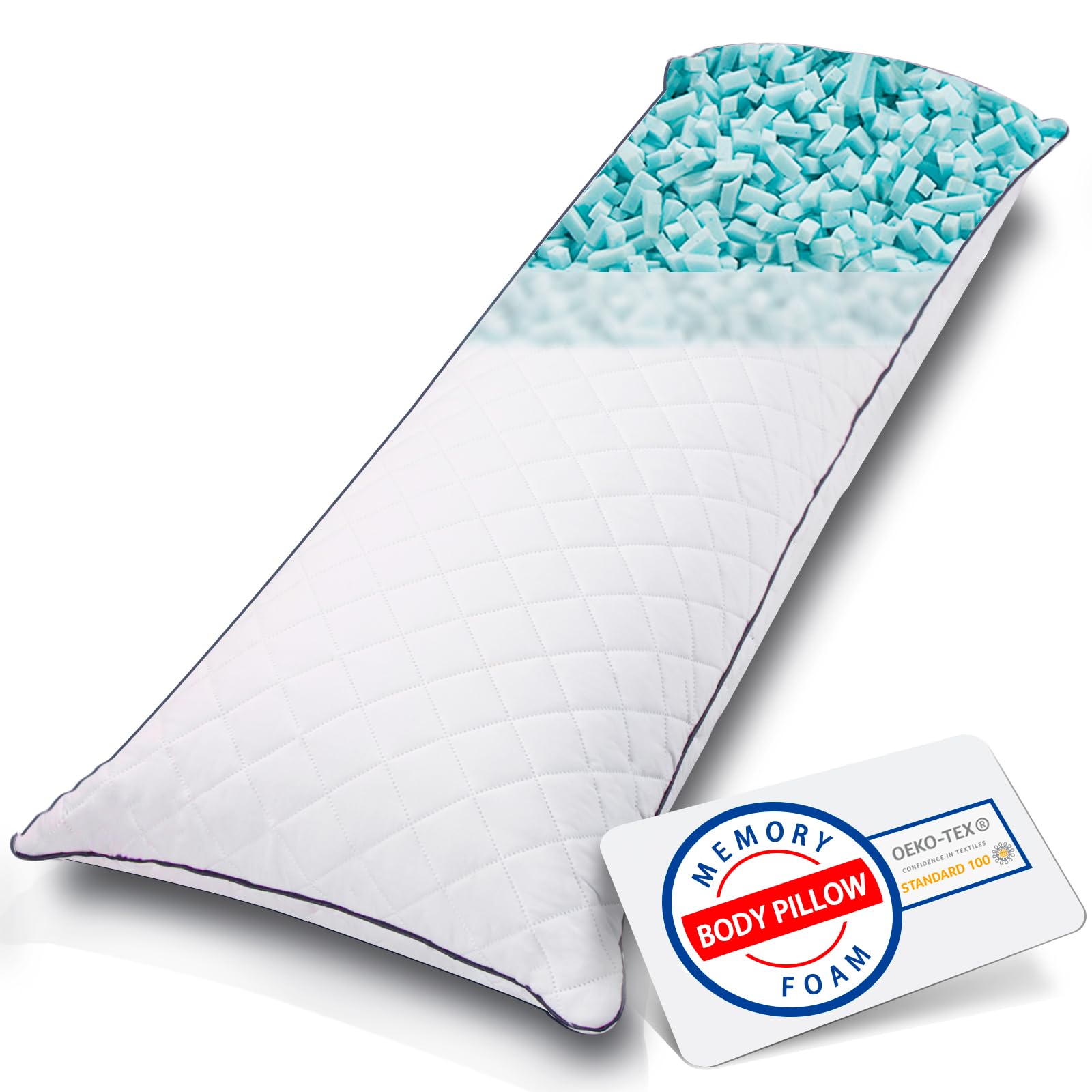 1 MIDDLE ONE Body Pillow, Memory Foam Body Pillows for Adults Sleeping, Long Pillow for Bed, Big Large Firm Full Body Pillow for Side Sleeper, 20x54 Inch, White - Medaid International