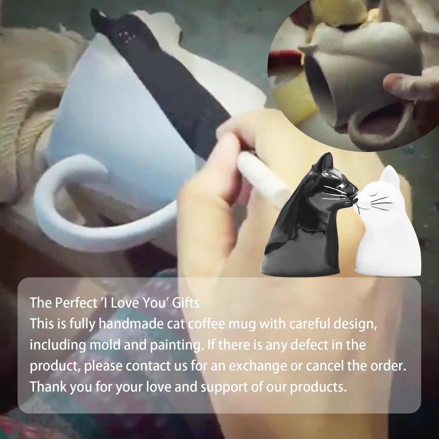 BigNoseDeer Couple Gifts Cute Kissing Cat Mug Matching Couples Stuff Ceramic Coffee Mugs for Wedding Gifts Anniversary Engagement Gift for Couples Cat Lovers 12oz - Medaid International