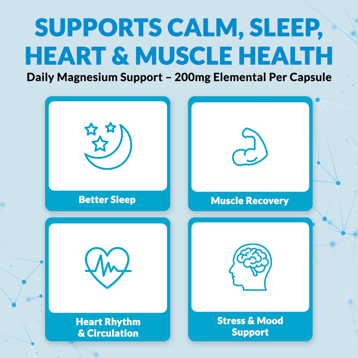 Magnesium Bisglycinate 200mg – High Absorption, Gentle on Stomach – Chelated Magnesium Glycinate for Sleep, Stress, Muscle Relaxation & Heart Health – Non-GMO, Vegan, 120 Capsules – 7 Lights Nutrition - Medaid International