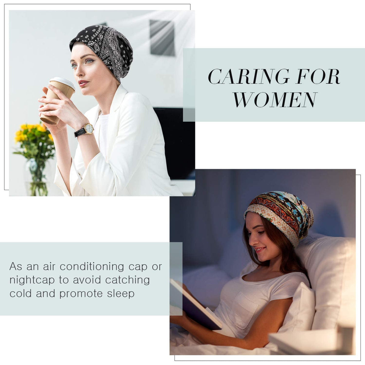 TERRIFI Women's Slouchy Beanie Hat Baggy Sleep Cap Turban Headwear, 5 Pieces