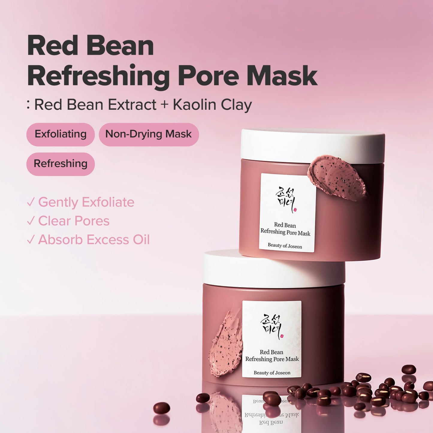 Beauty of Joseon Red Bean Pore Refreshing Mask Mud Cream Hydrating Wash Off Pack, Pore Cleansing Exfoliator, Korean Skin Care for Men and Women 140ml, 4.73 fl.oz - Medaid International