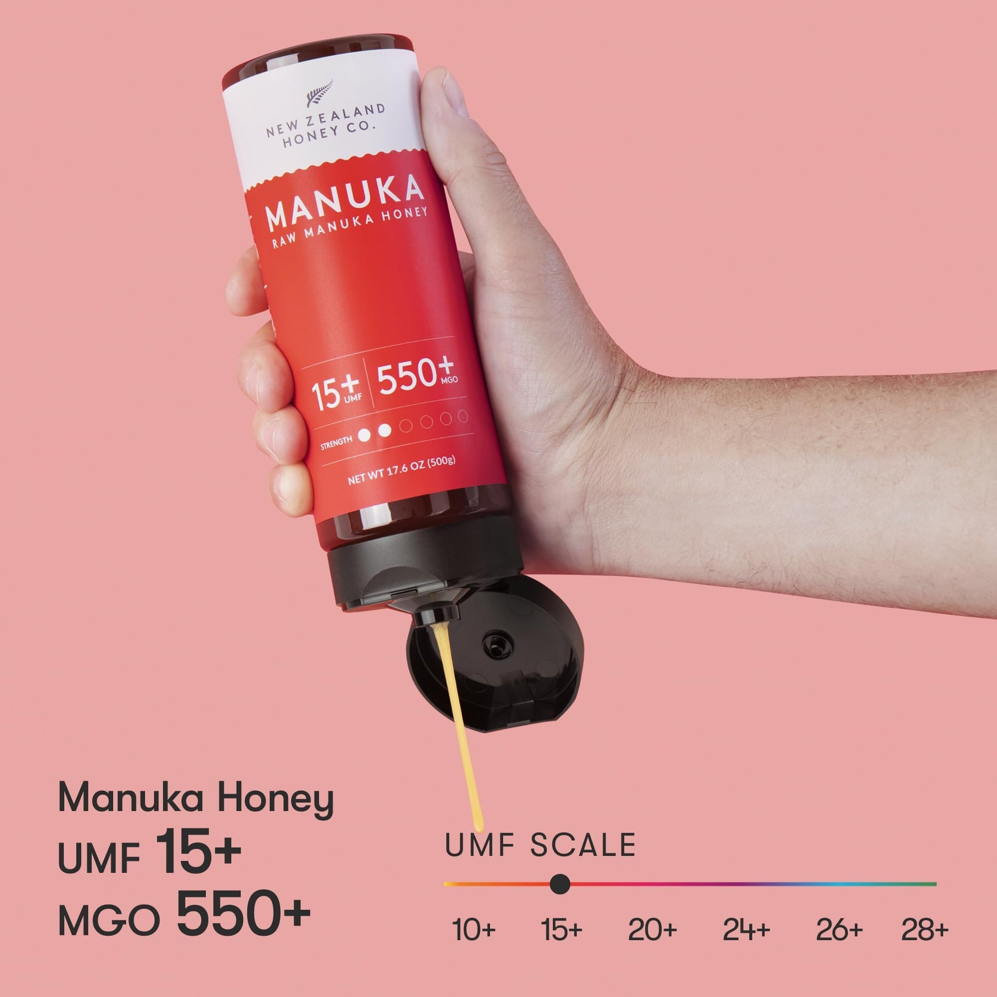 New Zealand Honey Co. Manuka Honey UMF 15+ Squeezy | 500g | 17.6oz - Medaid International