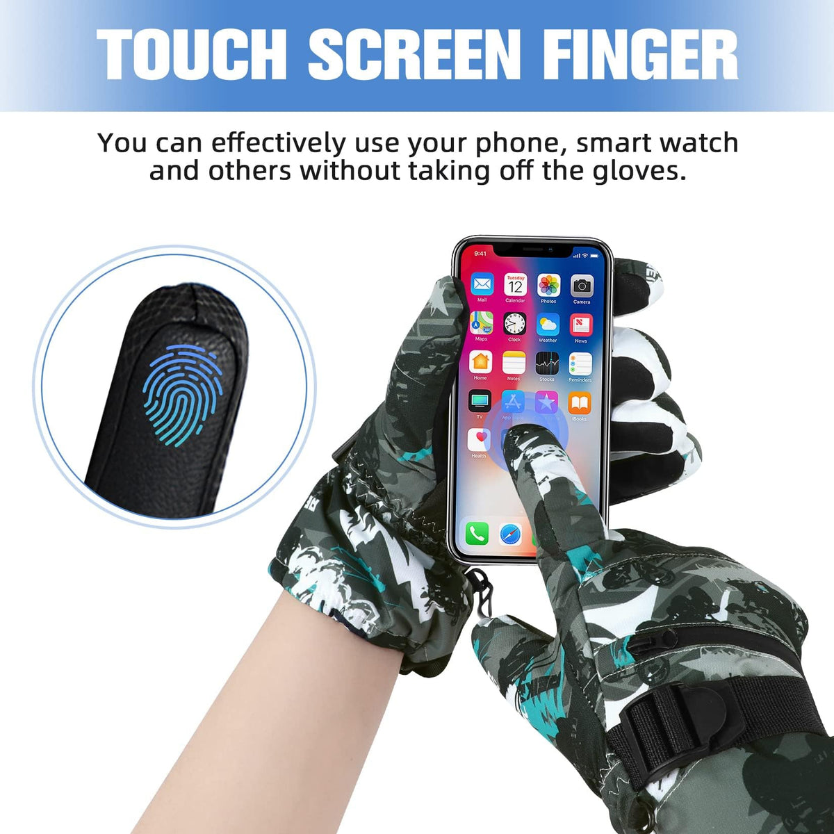 KASTWAVE Winter Gloves for Men Women - Wool Fleece Liner Touchscreen Gloves, Thermal Warm Winter Gloves for Cold Weather