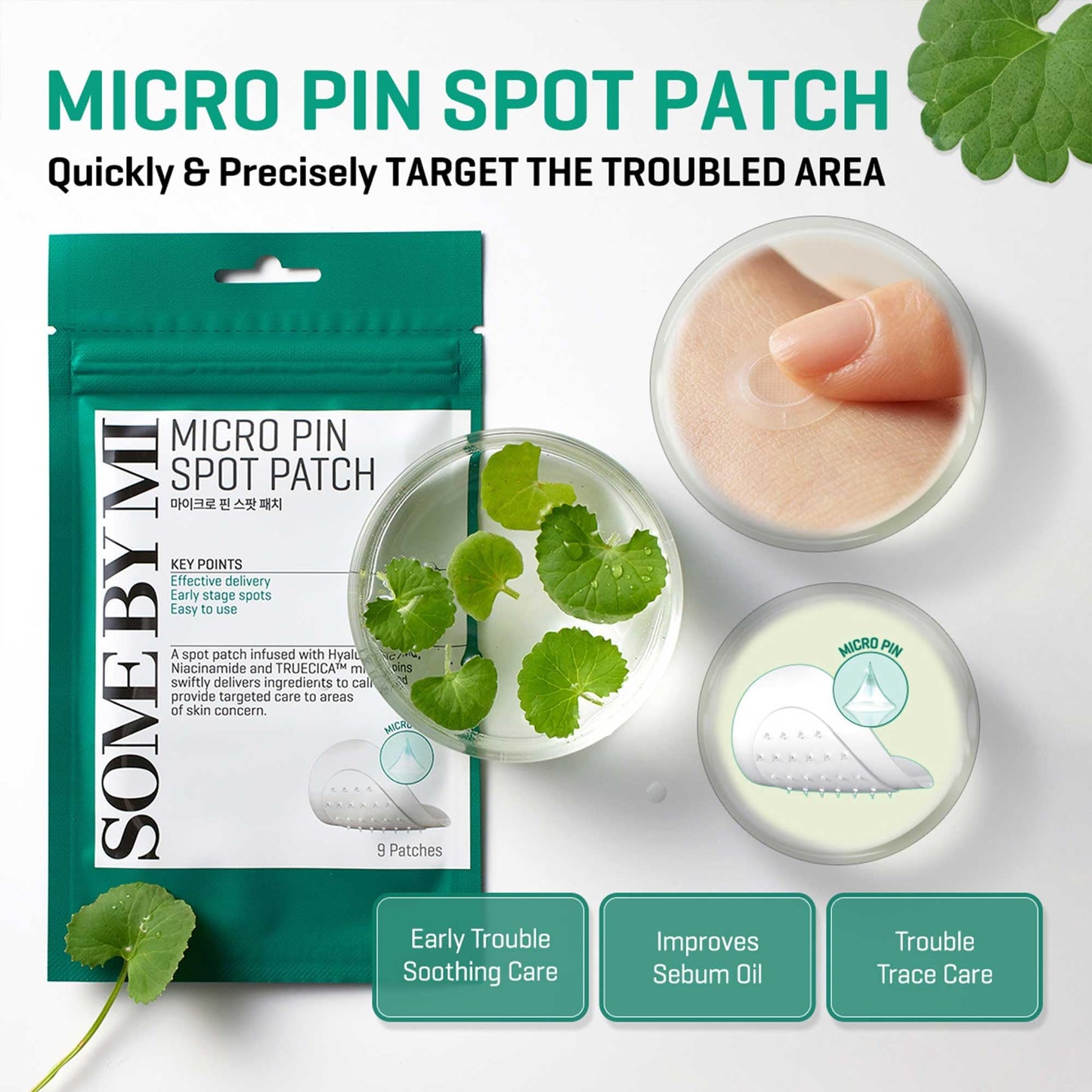 SOME BY MI Micro Pin Spot Patch - Pack of 1, 14mm 9 Counts - Microneedle Hydrocolloid Pimple Patch with Salicylic and Hyaluronic Acid - Skin Troubles Care Focused Spot Cover - Korean Skin Care - Medaid International