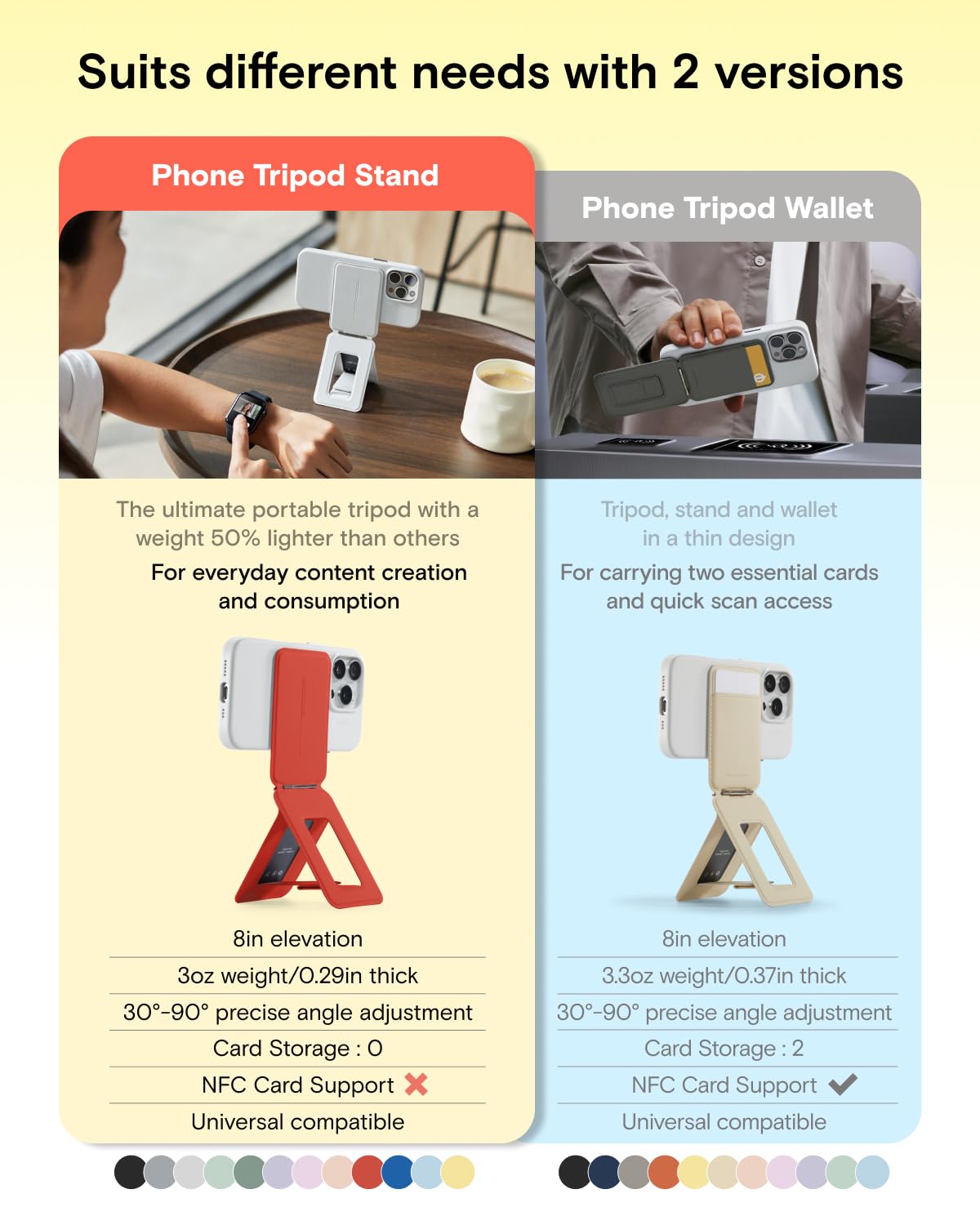 MOFT Phone Tripod Stand Selfie Stick for iPhone, Multi-Angles iPhone Stand, Lightweight & Portable Phone Holder, Strong Magnets, MOVAS Vegan Leather, Travel Essentials, Panna Cotta (Without Card Slot) - Medaid International
