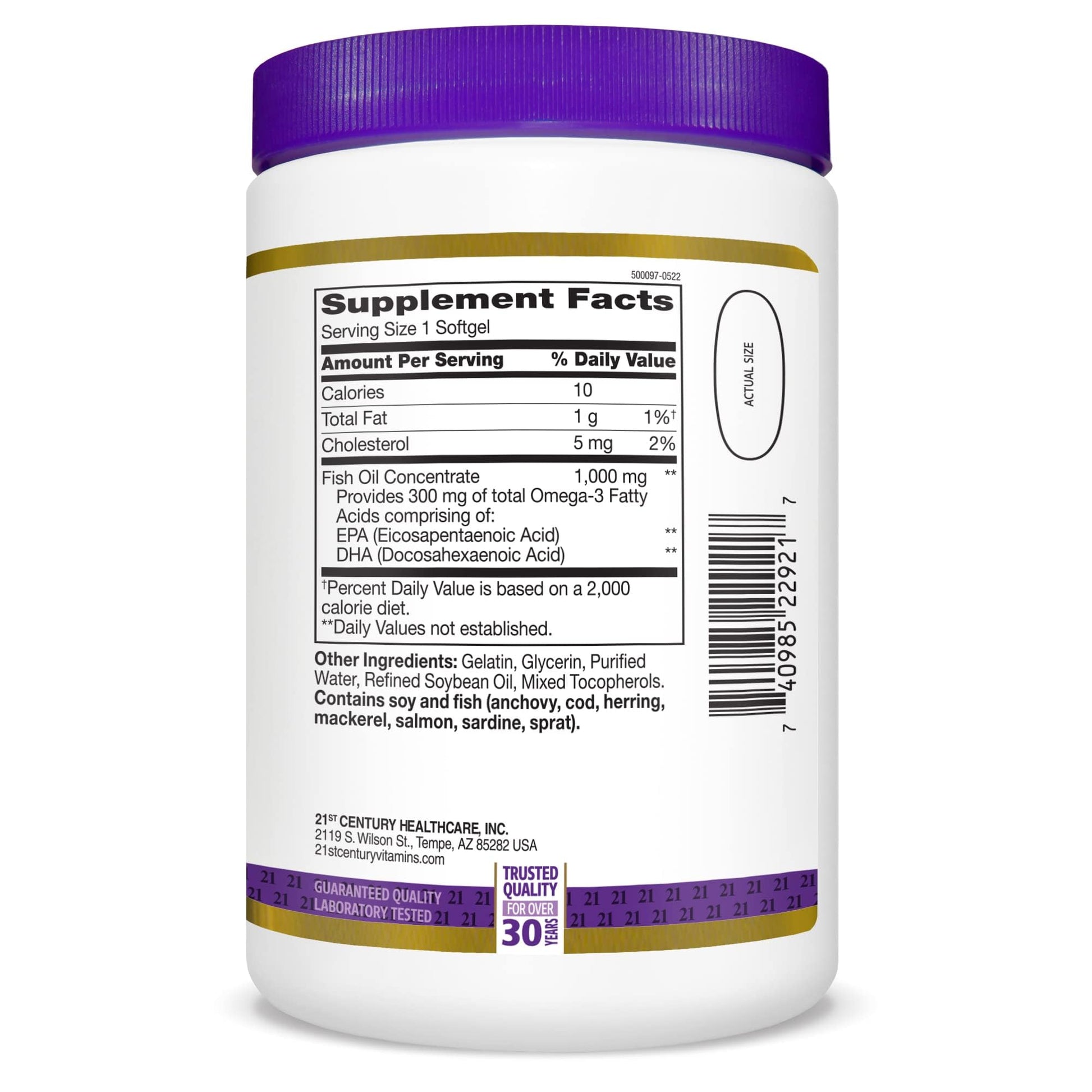 21st Century Fish Oil 1000 mg Softgels, 300 Count - Medaid International