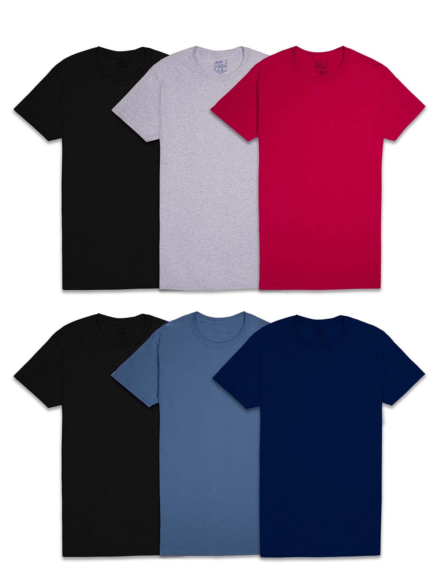 Fruit of the Loom Men's Eversoft Cotton Stay Tucked Crew T-Shirt, Regular-6 Pack Assorted Colors, m - Medaid International
